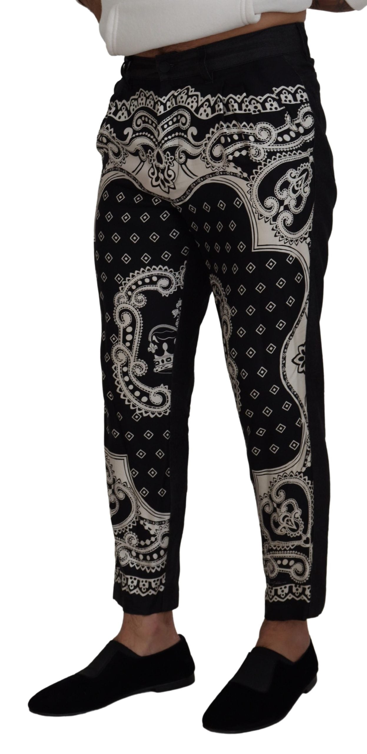 Dolce & Gabbana Black Silk Bandana Print Pants | Regal Royce