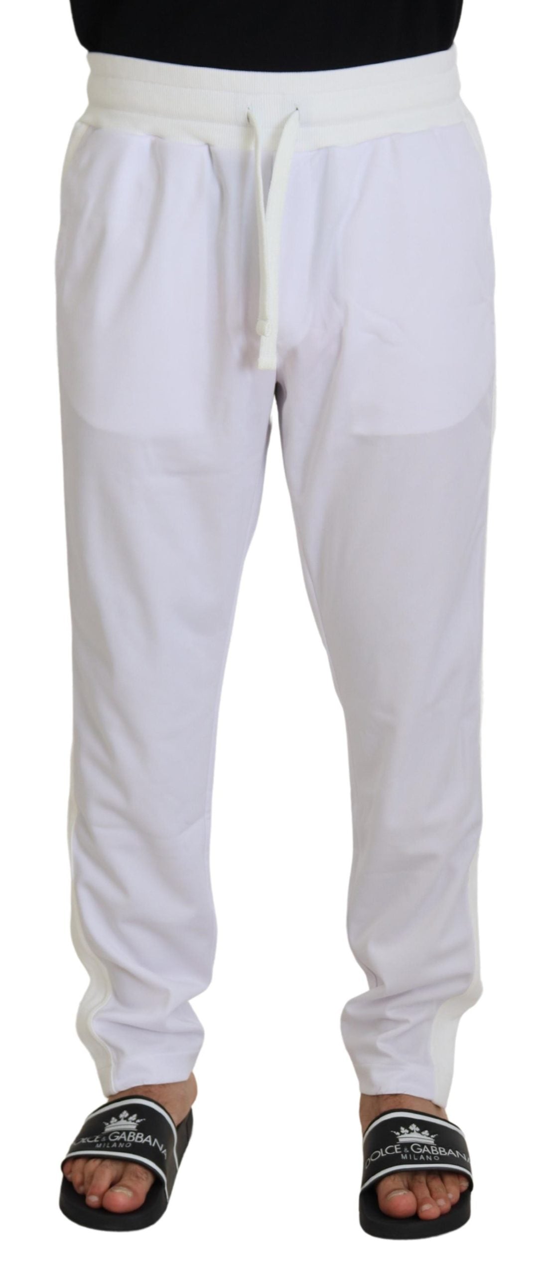 Dolce & Gabbana White Polyester Crown Logo Jogger Pants | Regal Royce