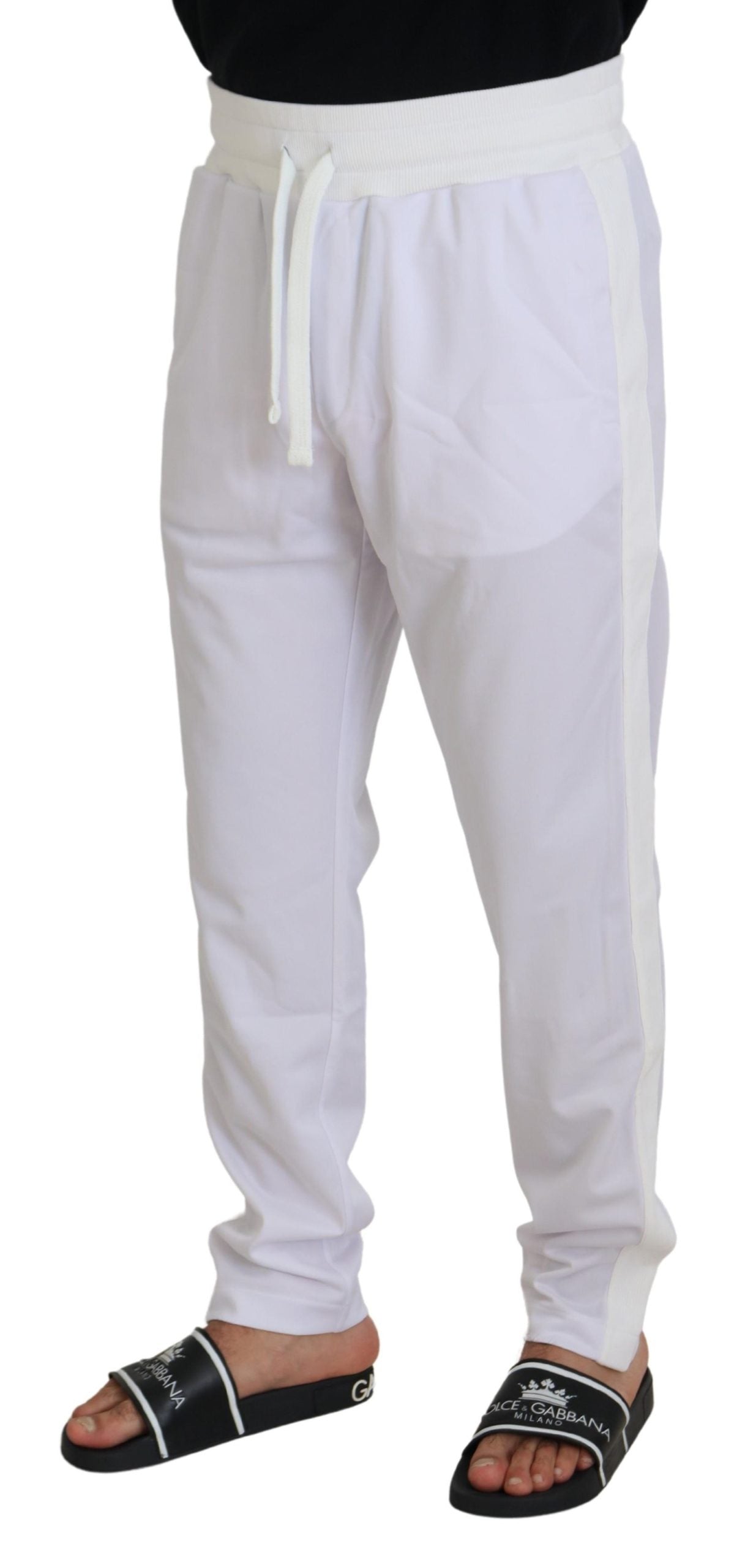 Dolce & Gabbana White Polyester Crown Logo Jogger Pants | Regal Royce