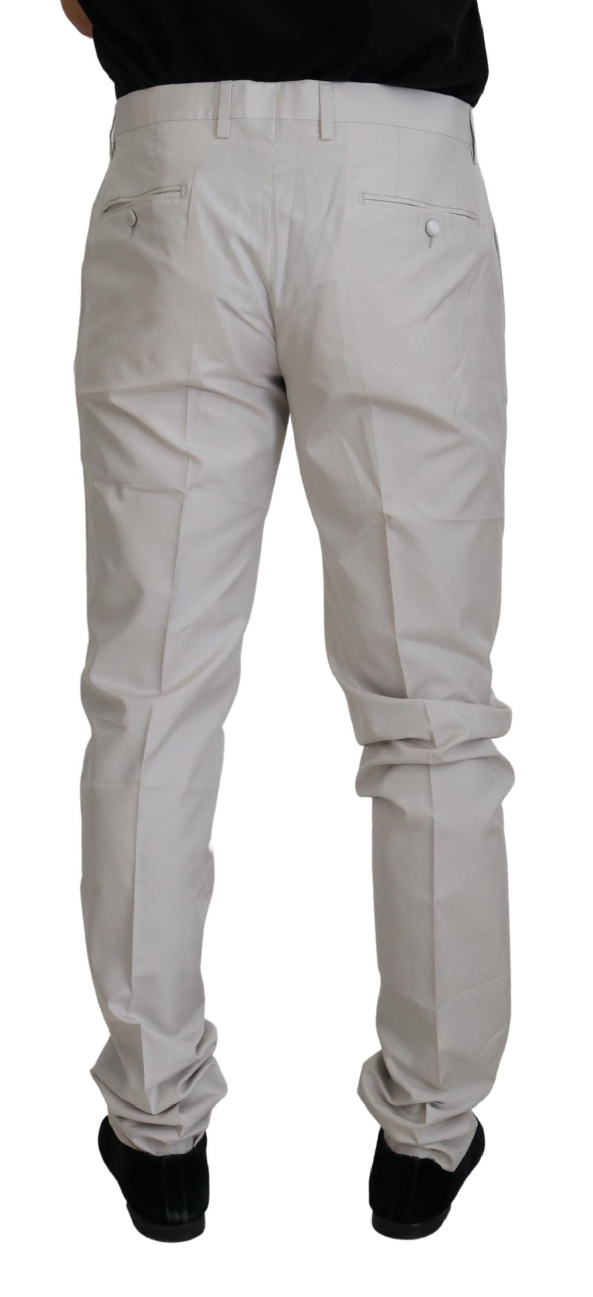 Dolce & Gabbana Off White Silk Mid Waist Chino Pants | Regal Royce