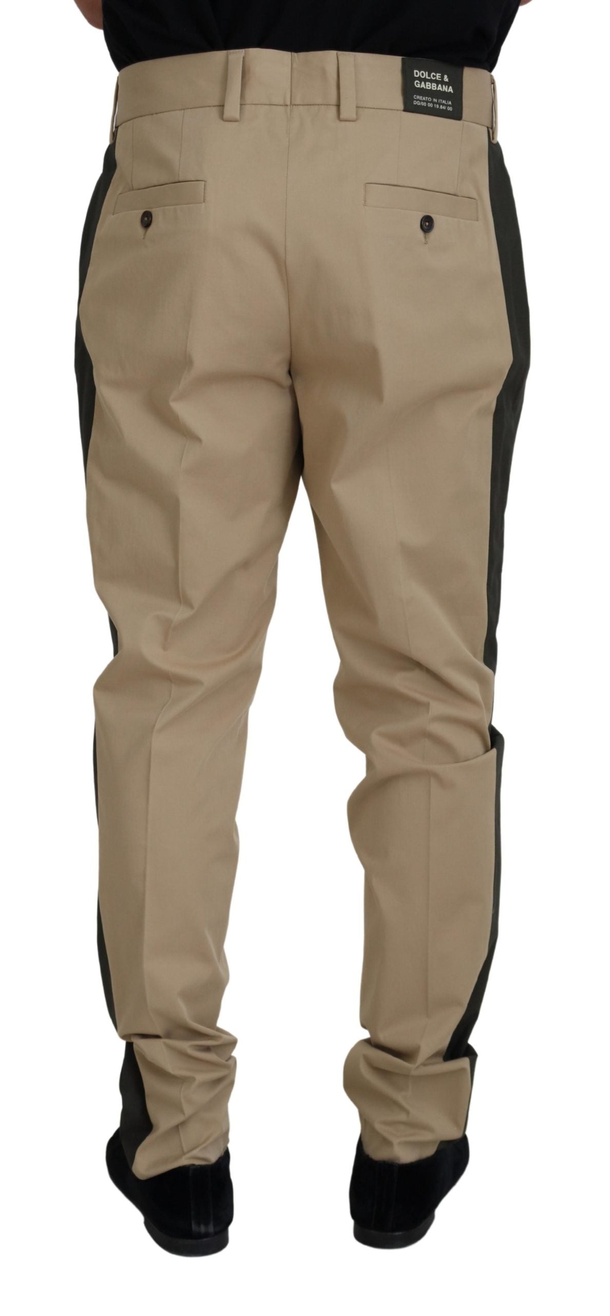 Dolce & Gabbana Brown Black Cotton Chino Men Pants | Regal Royce