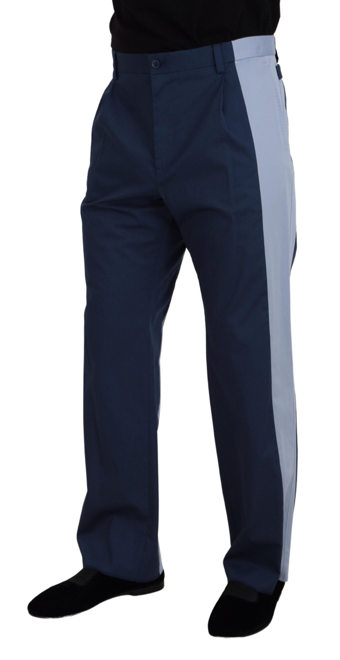 Dolce & Gabbana Blue Cotton Straight Fit Pants | Regal Royce