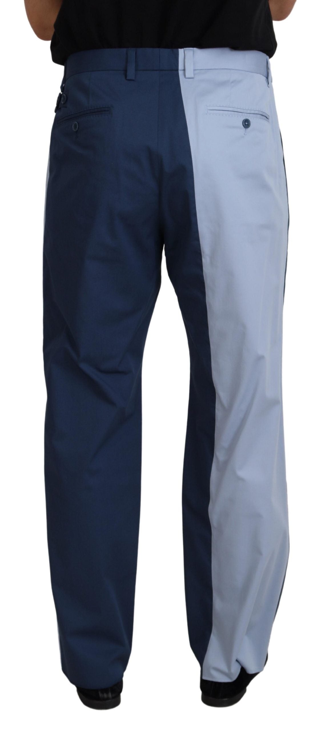 Dolce & Gabbana Blue Cotton Straight Fit Pants | Regal Royce