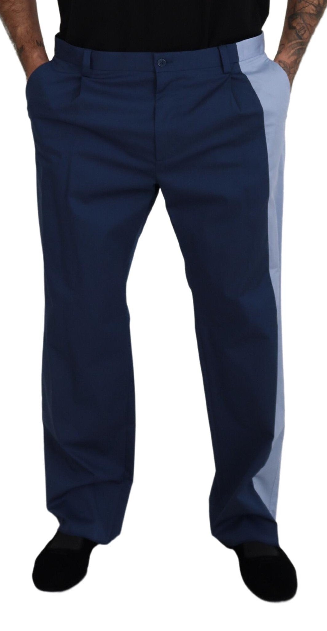 Dolce & Gabbana Blue Cotton Straight Fit Pants | Regal Royce