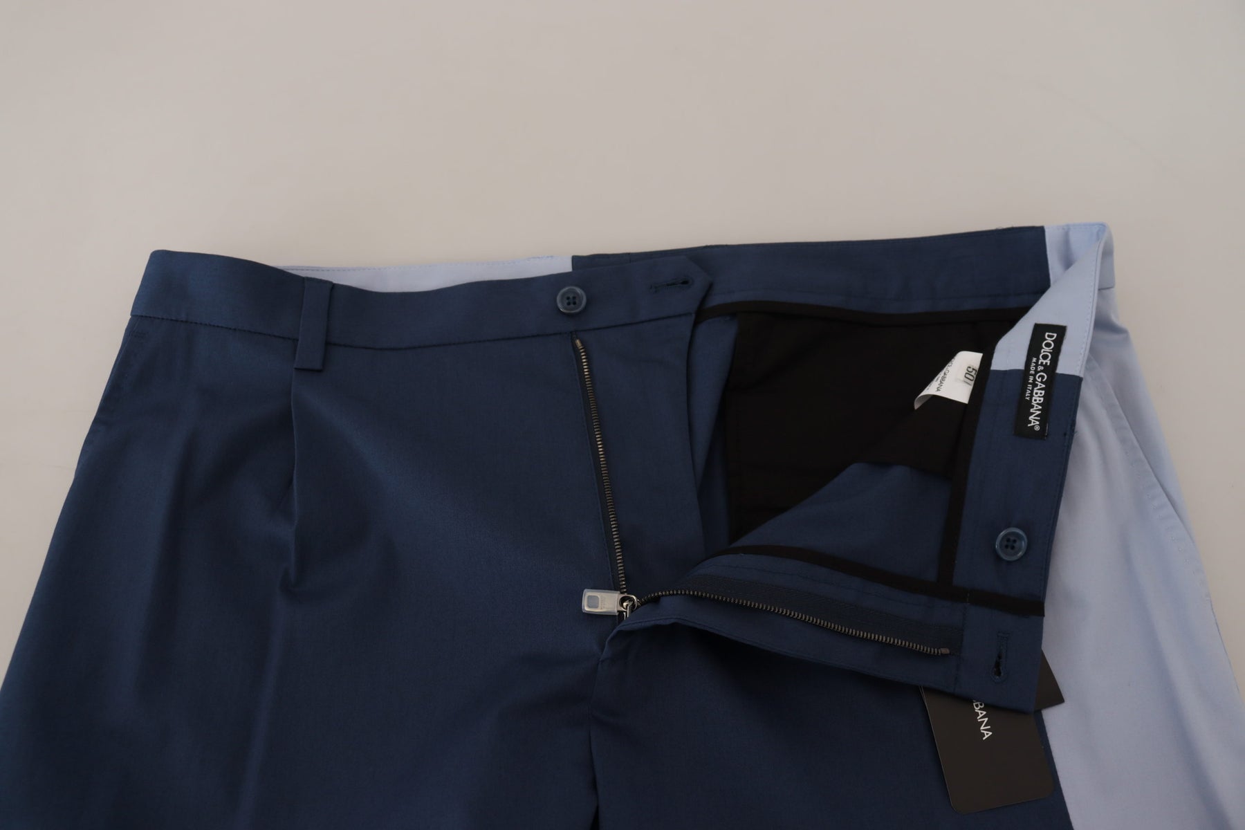 Dolce & Gabbana Blue Cotton Straight Fit Pants | Regal Royce