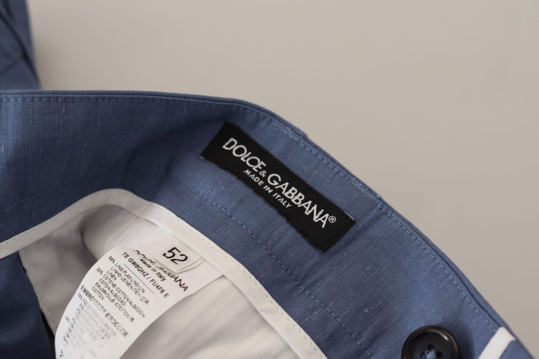 Dolce & Gabbana Blue Linen Chino Men Formal Pants | Regal Royce