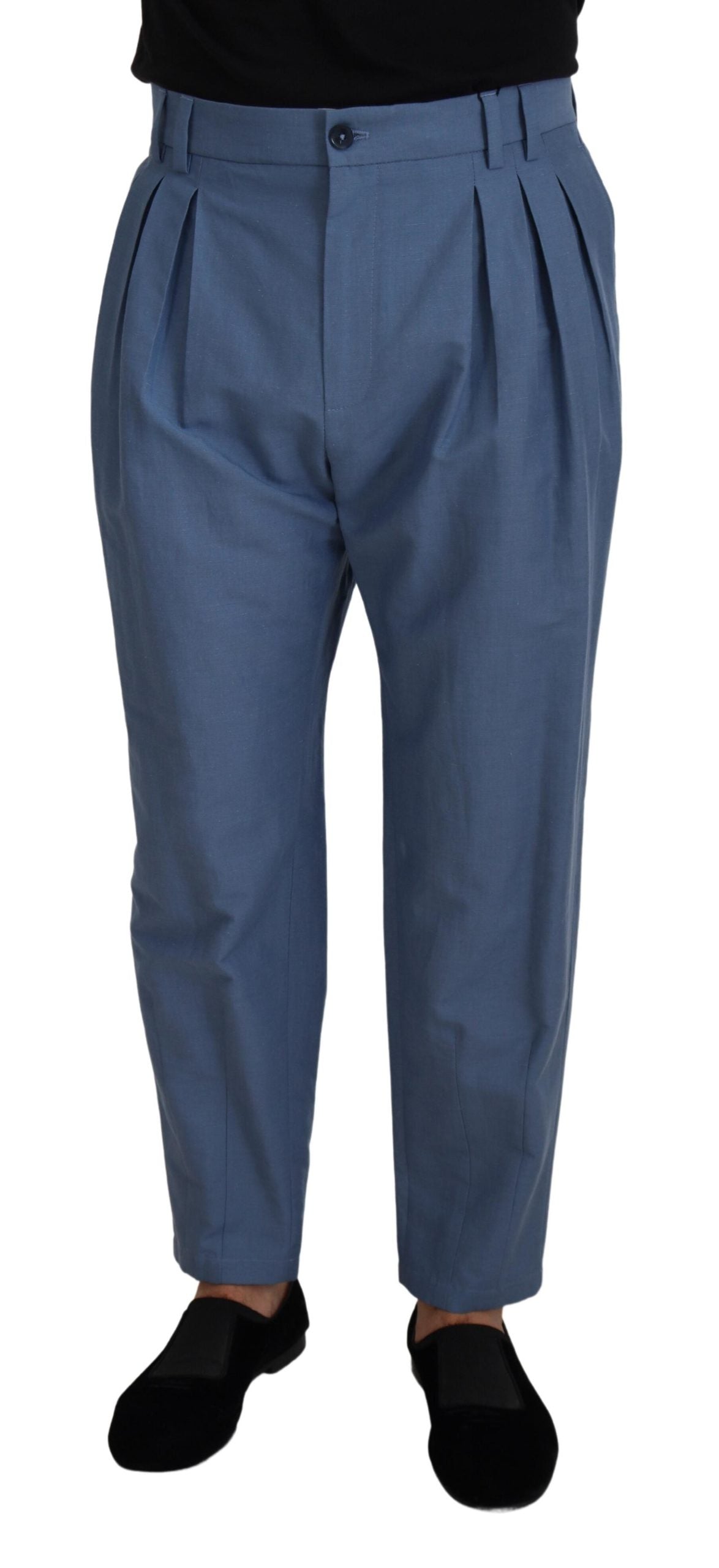 Dolce & Gabbana Blue Linen Chino Formal Pants | Regal Royce