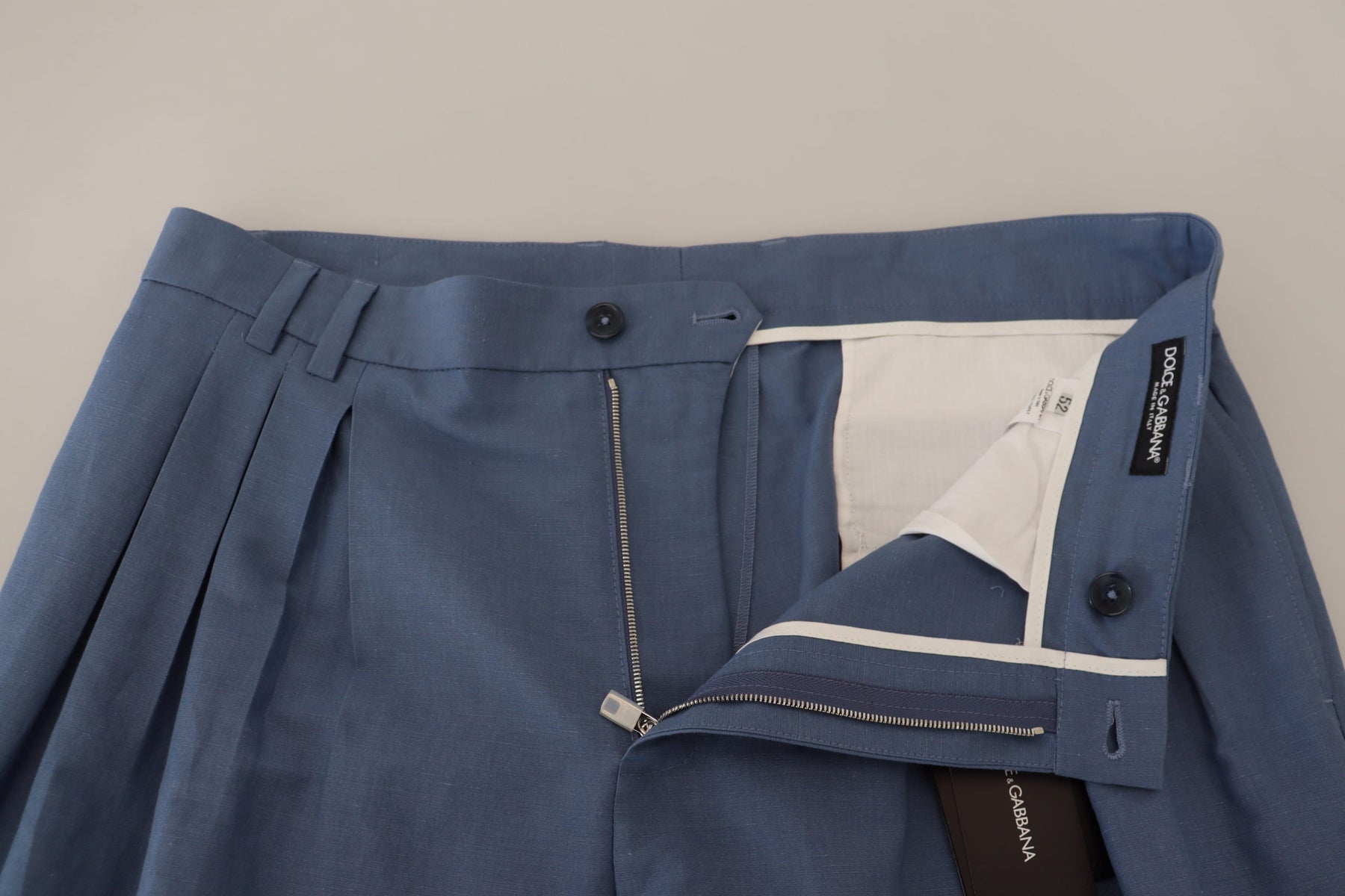 Dolce & Gabbana Blue Linen Chino Formal Pants | Regal Royce