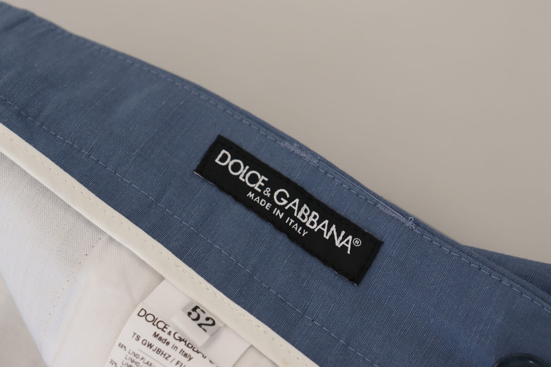 Dolce & Gabbana Blue Linen Chino Formal Pants | Regal Royce
