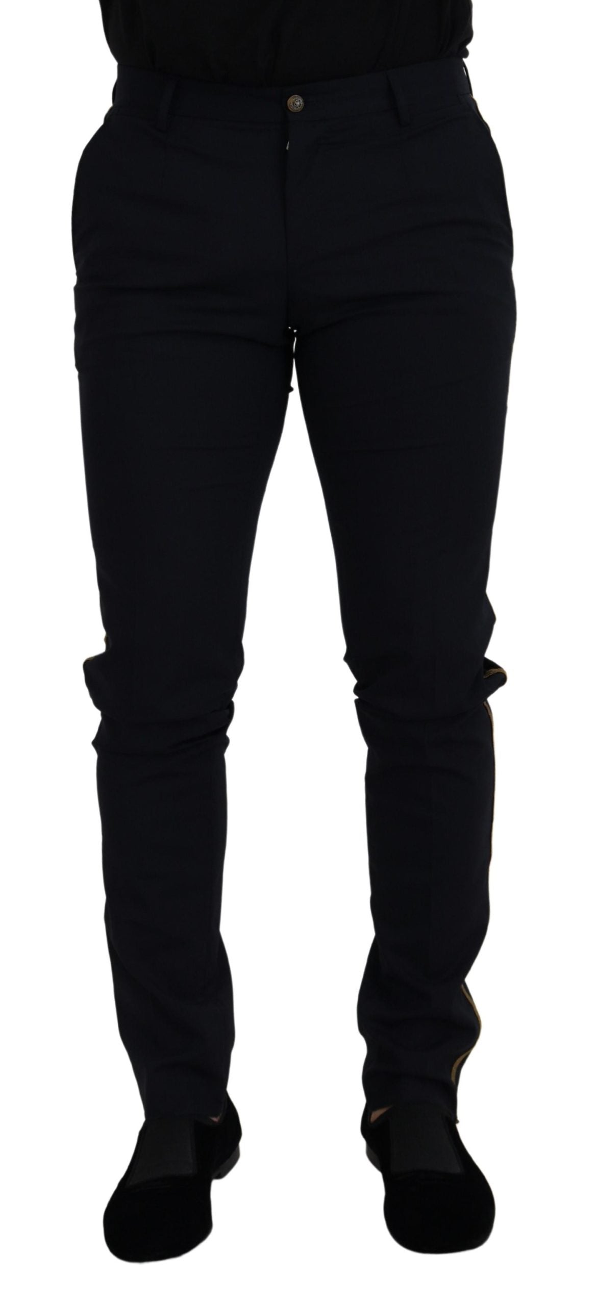 Dolce & Gabbana Black Wool Slim Formal Pants | Regal Royce