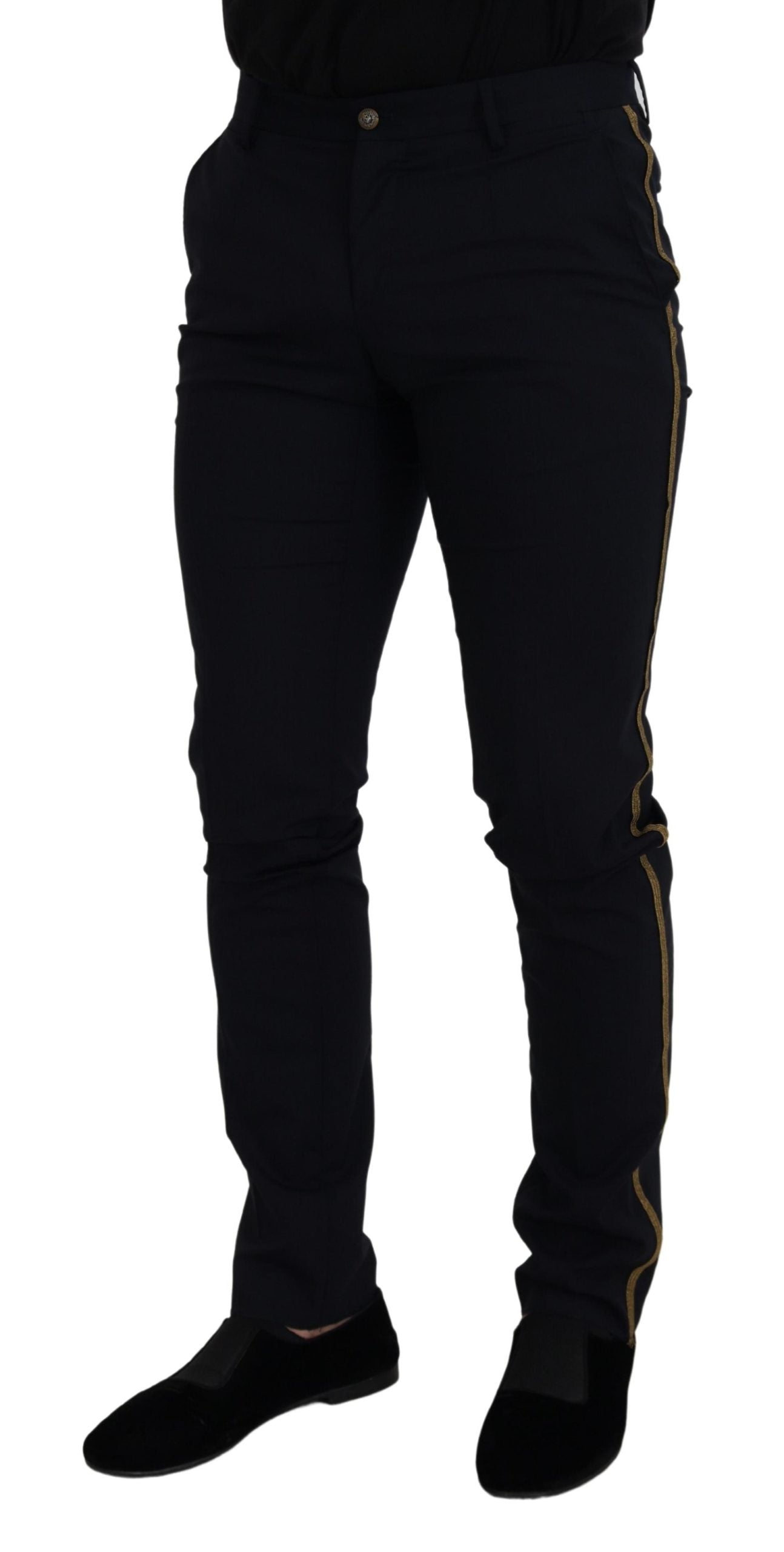 Dolce & Gabbana Black Wool Slim Formal Pants | Regal Royce