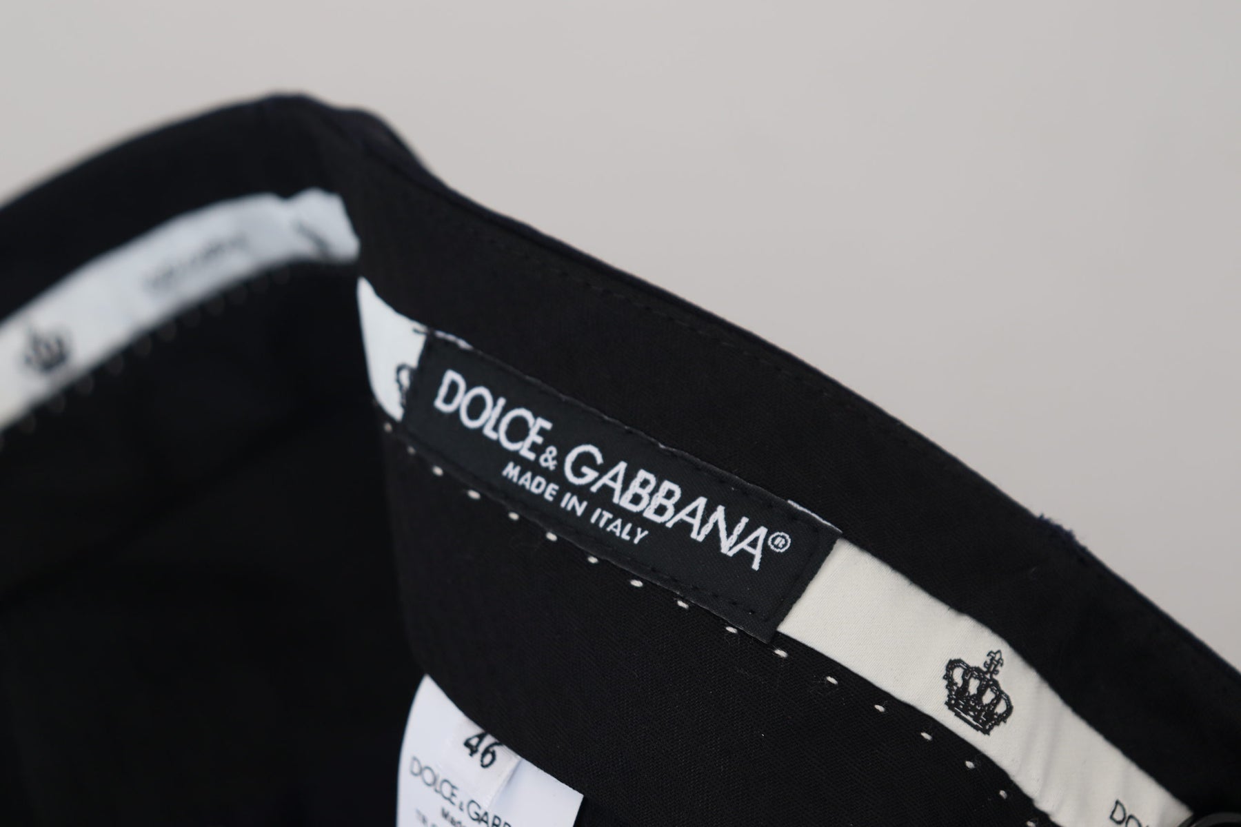 Dolce & Gabbana Black Wool Slim Formal Pants | Regal Royce