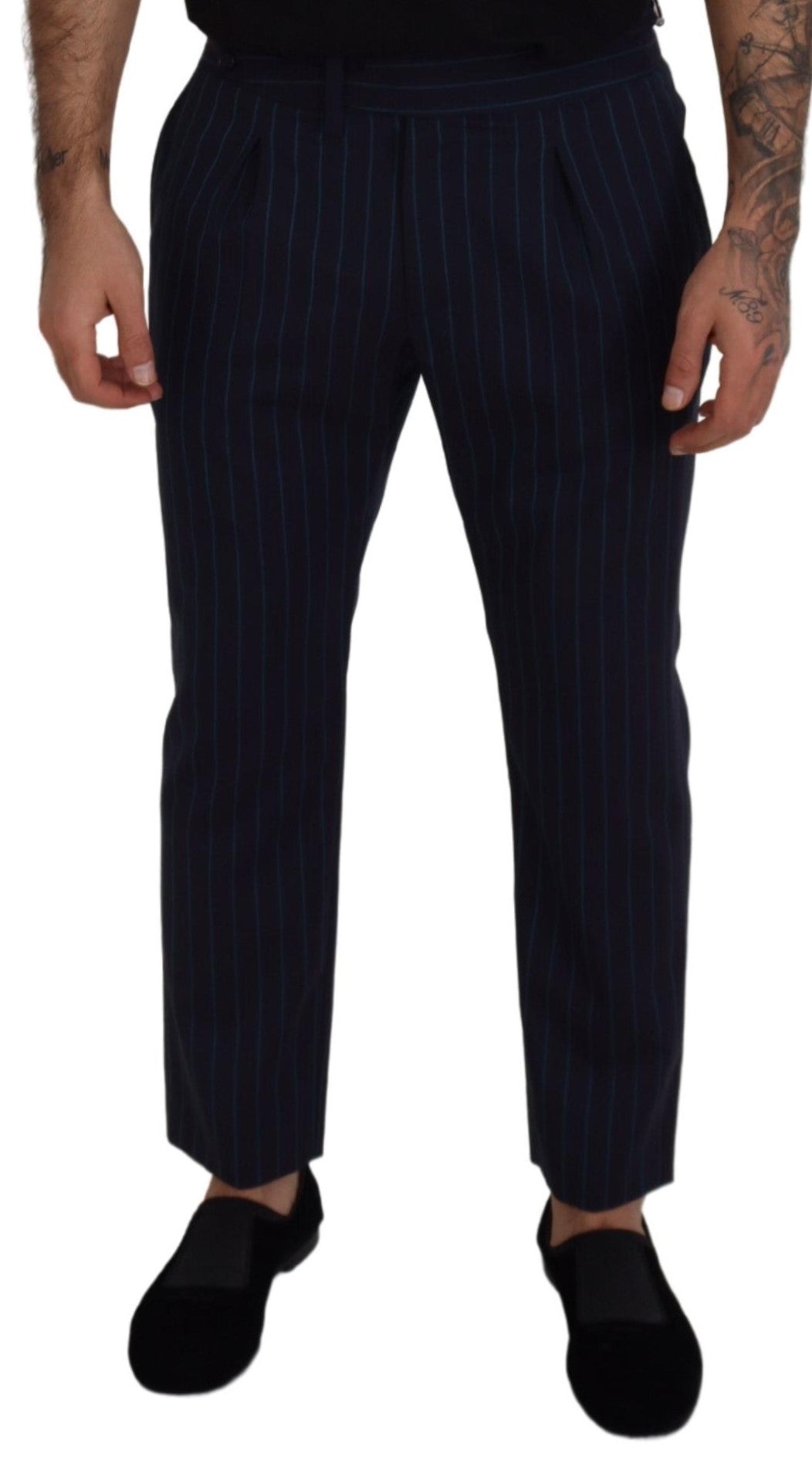 Dolce & Gabbana Blue Striped Men Formal Pants | Regal Royce