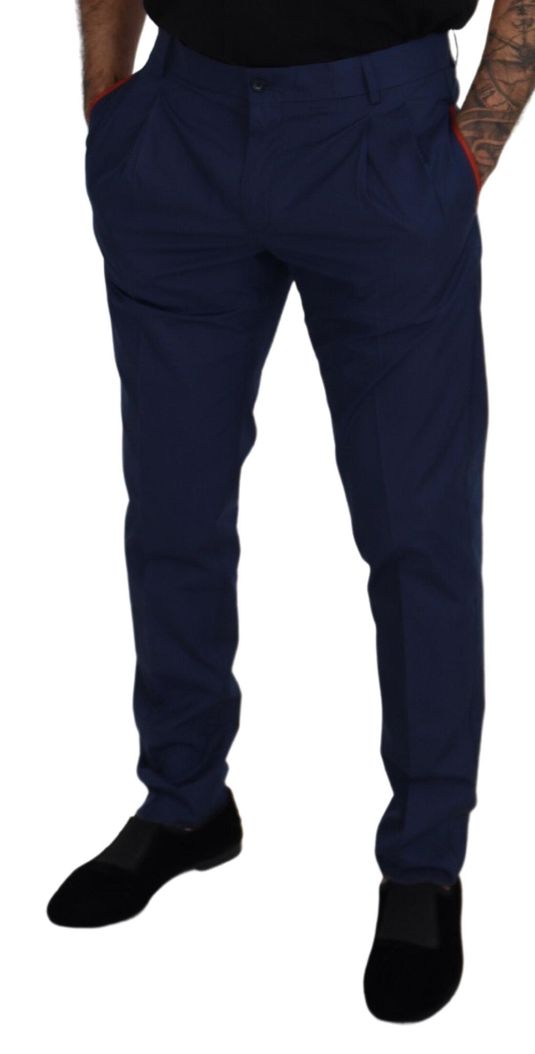 Dolce & Gabbana Blue Cotton Chino Formal Pants | Regal Royce