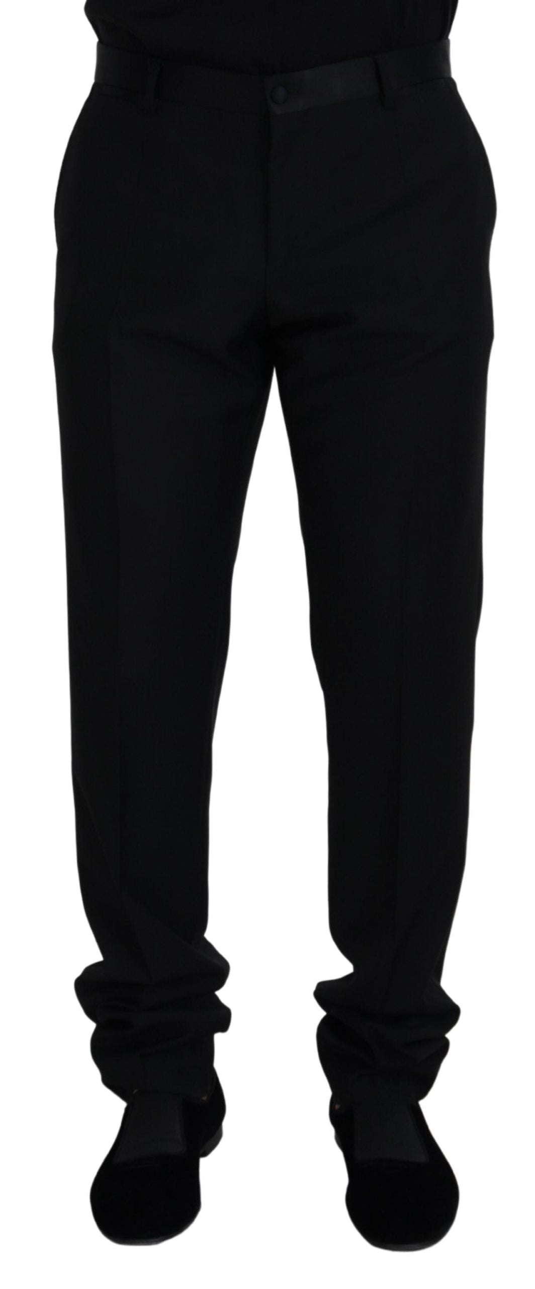 Dolce & Gabbana Black Wool Chino Formal Pants | Regal Royce