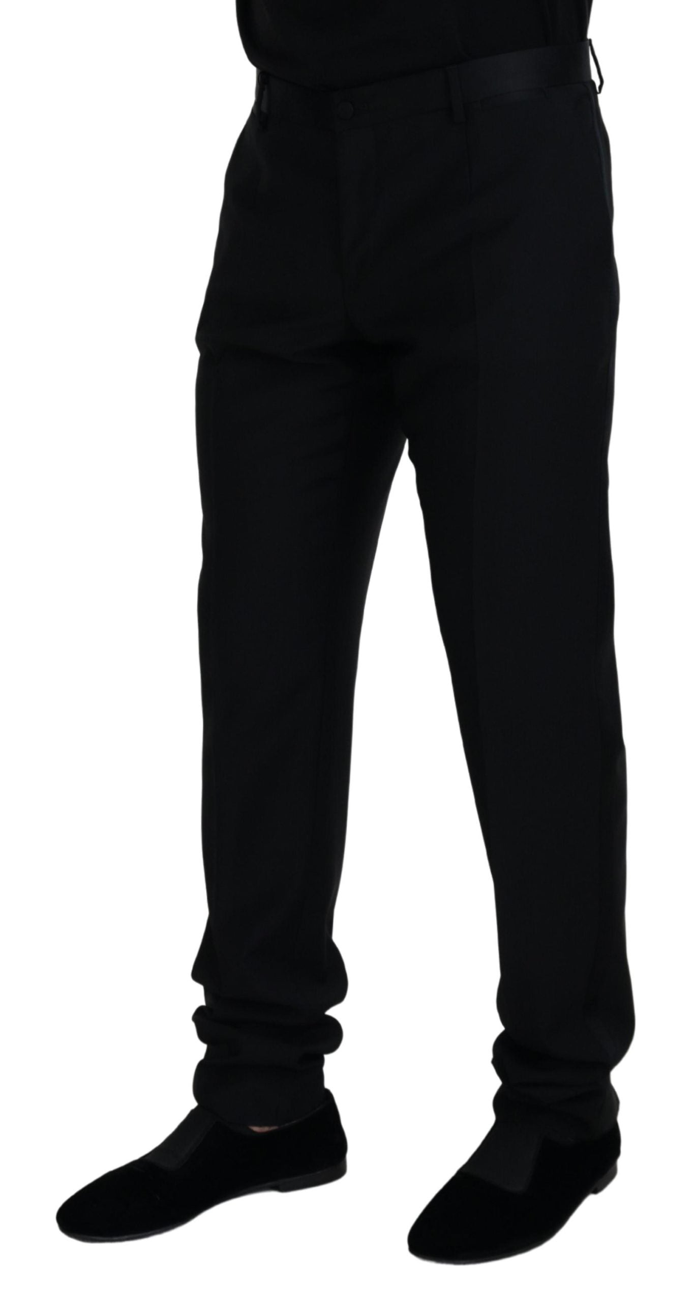 Dolce & Gabbana Black Wool Chino Formal Pants | Regal Royce