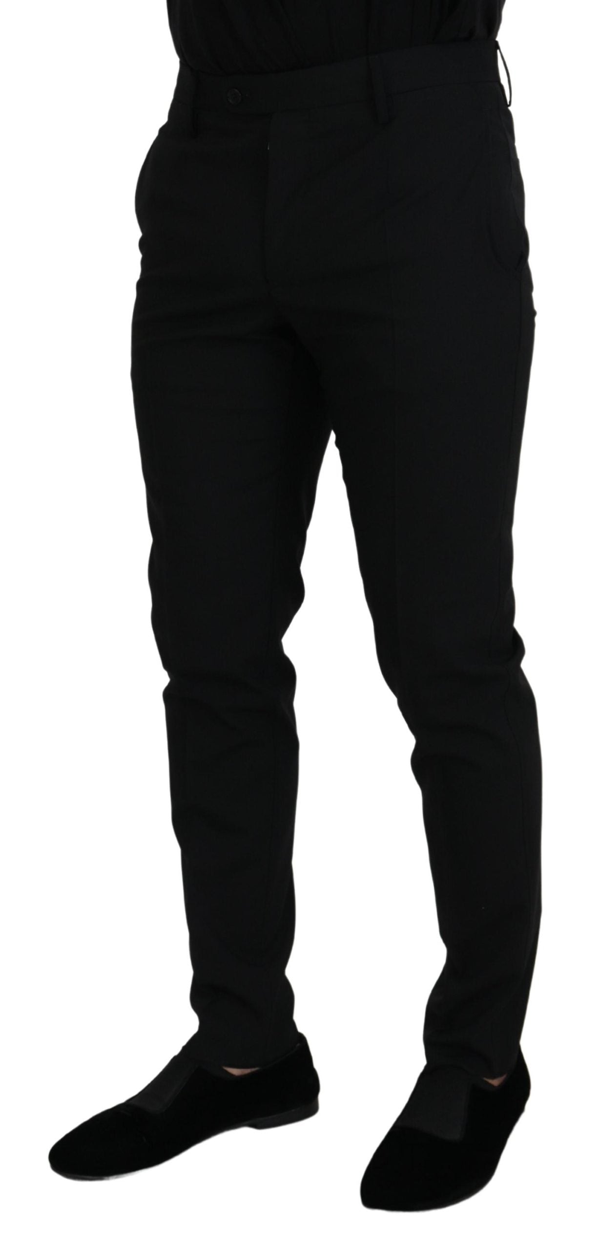 Dolce & Gabbana Black Polyester Chino Formal Pants | Regal Royce