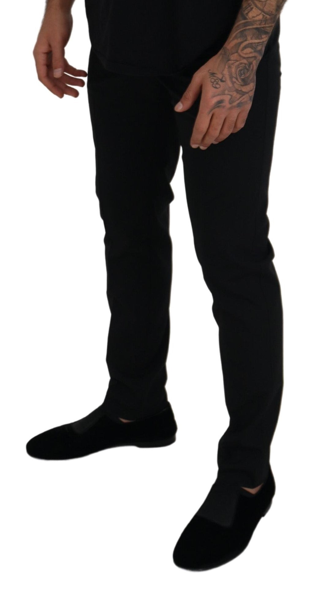Dolce & Gabbana Black Polyester Chino Formal Pants | Regal Royce