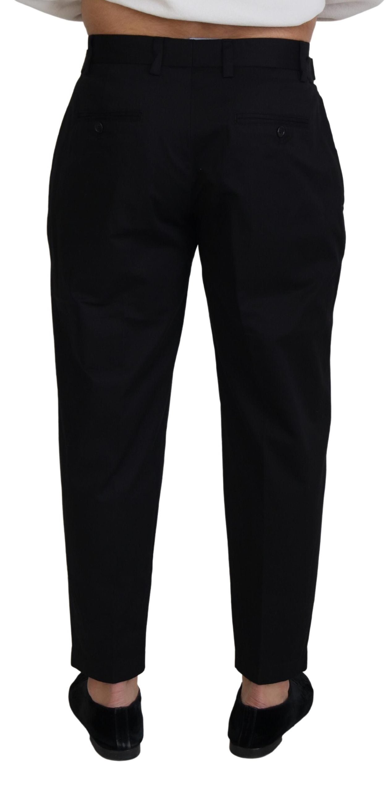 Dolce & Gabbana Black Cotton Chino Formal Pants | Regal Royce