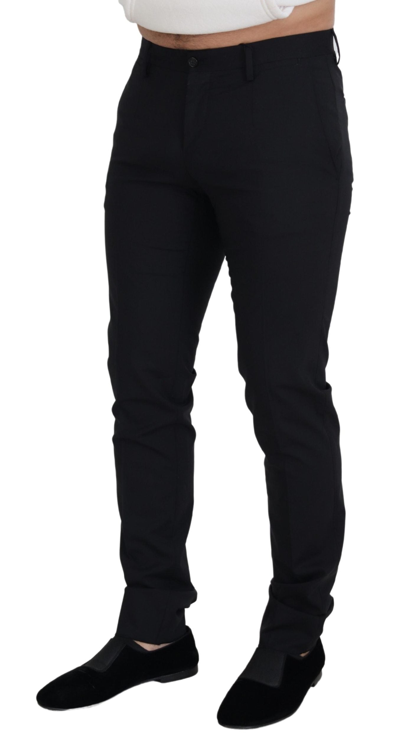 Dolce & Gabbana Black Wool Chino Formal Pants | Regal Royce