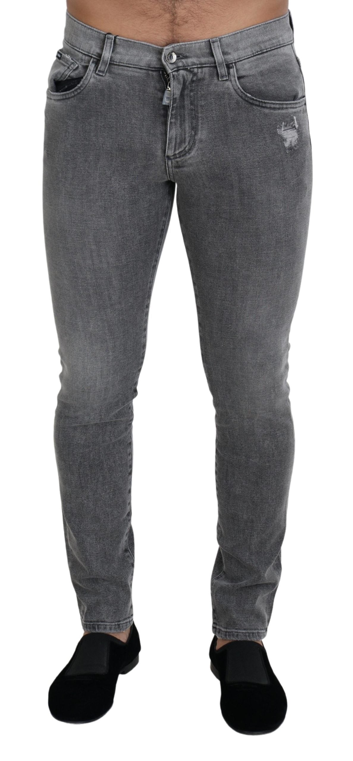 Dolce & Gabbana Grey Washed Cotton Skinny Denim Jeans | Regal Royce