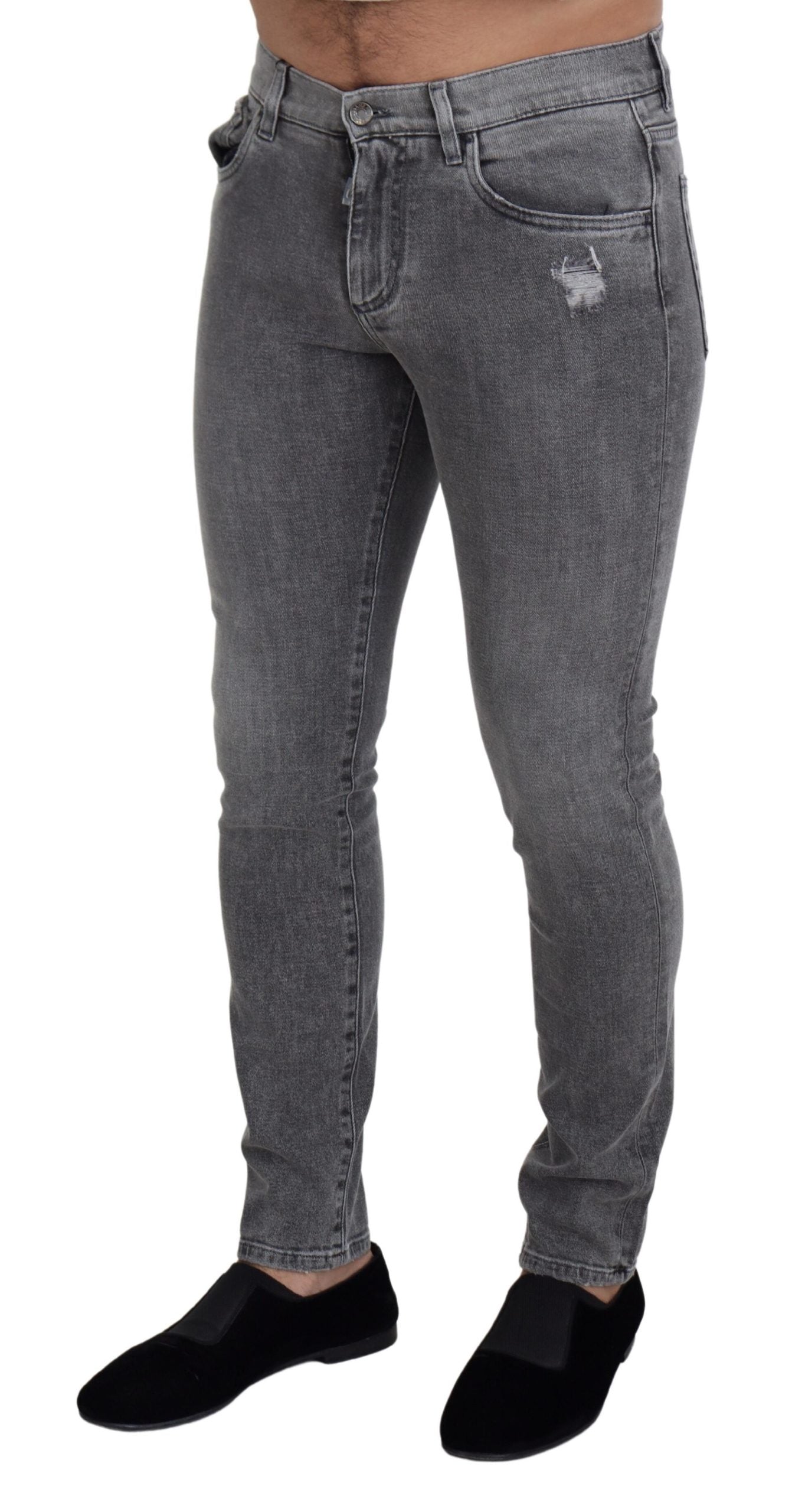Dolce & Gabbana Grey Washed Cotton Skinny Denim Jeans | Regal Royce