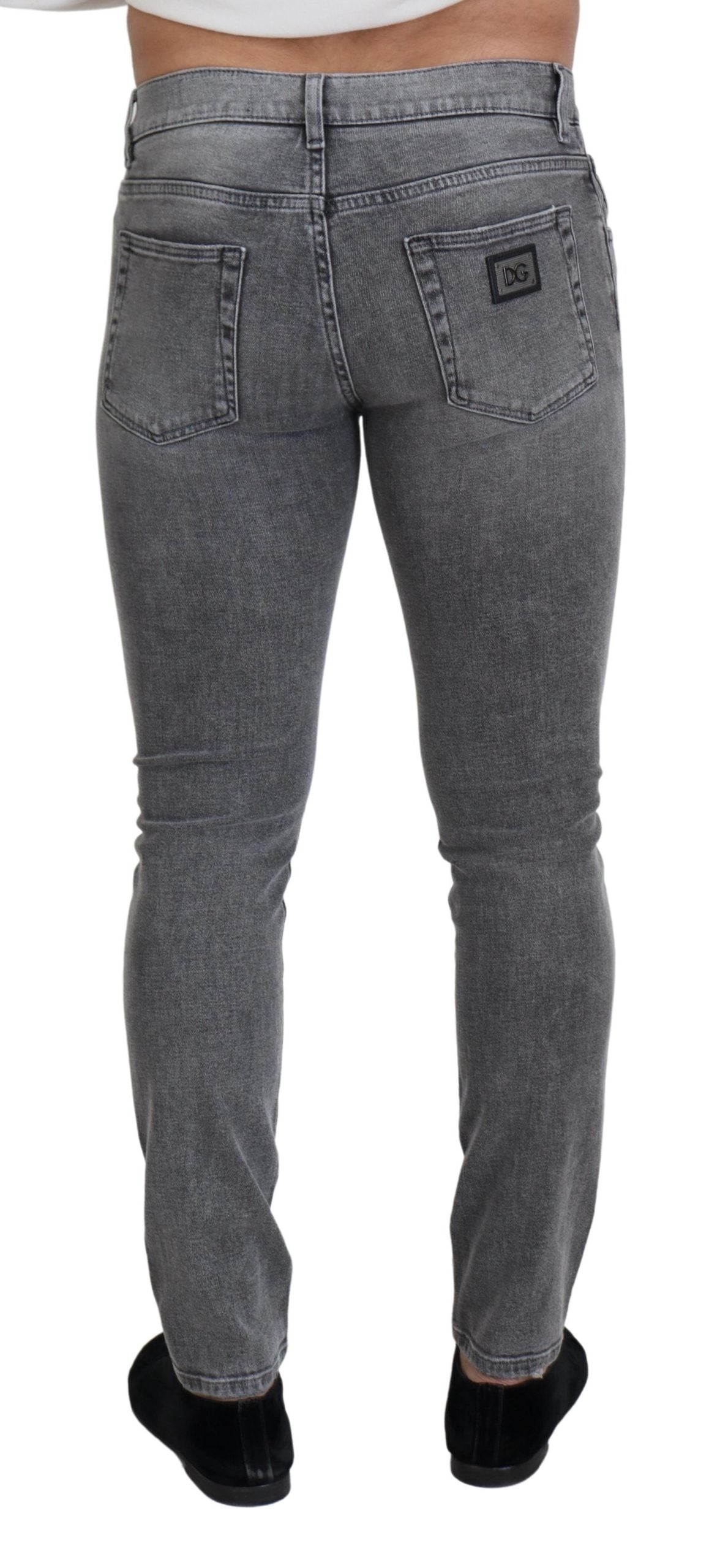 Dolce & Gabbana Grey Washed Cotton Skinny Denim Jeans | Regal Royce
