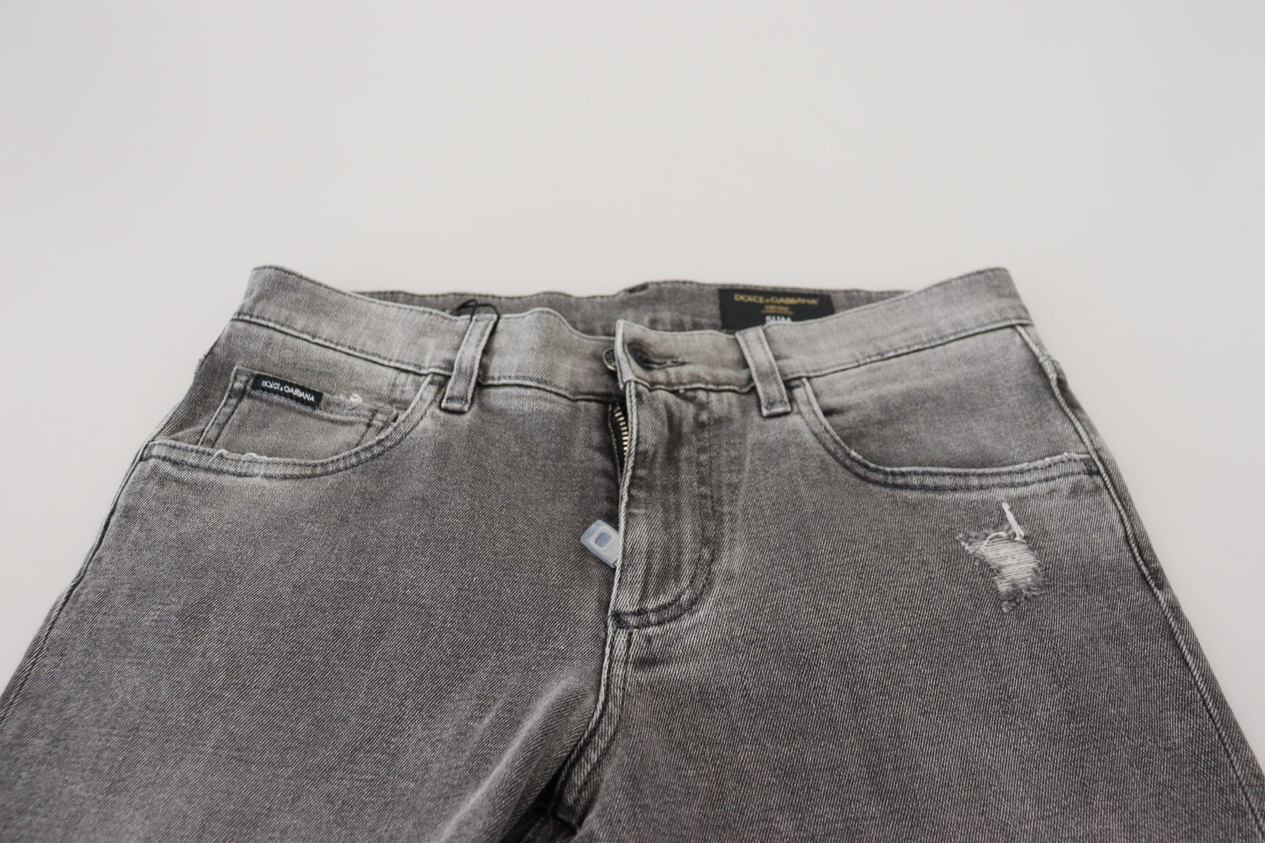 Dolce & Gabbana Grey Washed Cotton Skinny Denim Jeans | Regal Royce