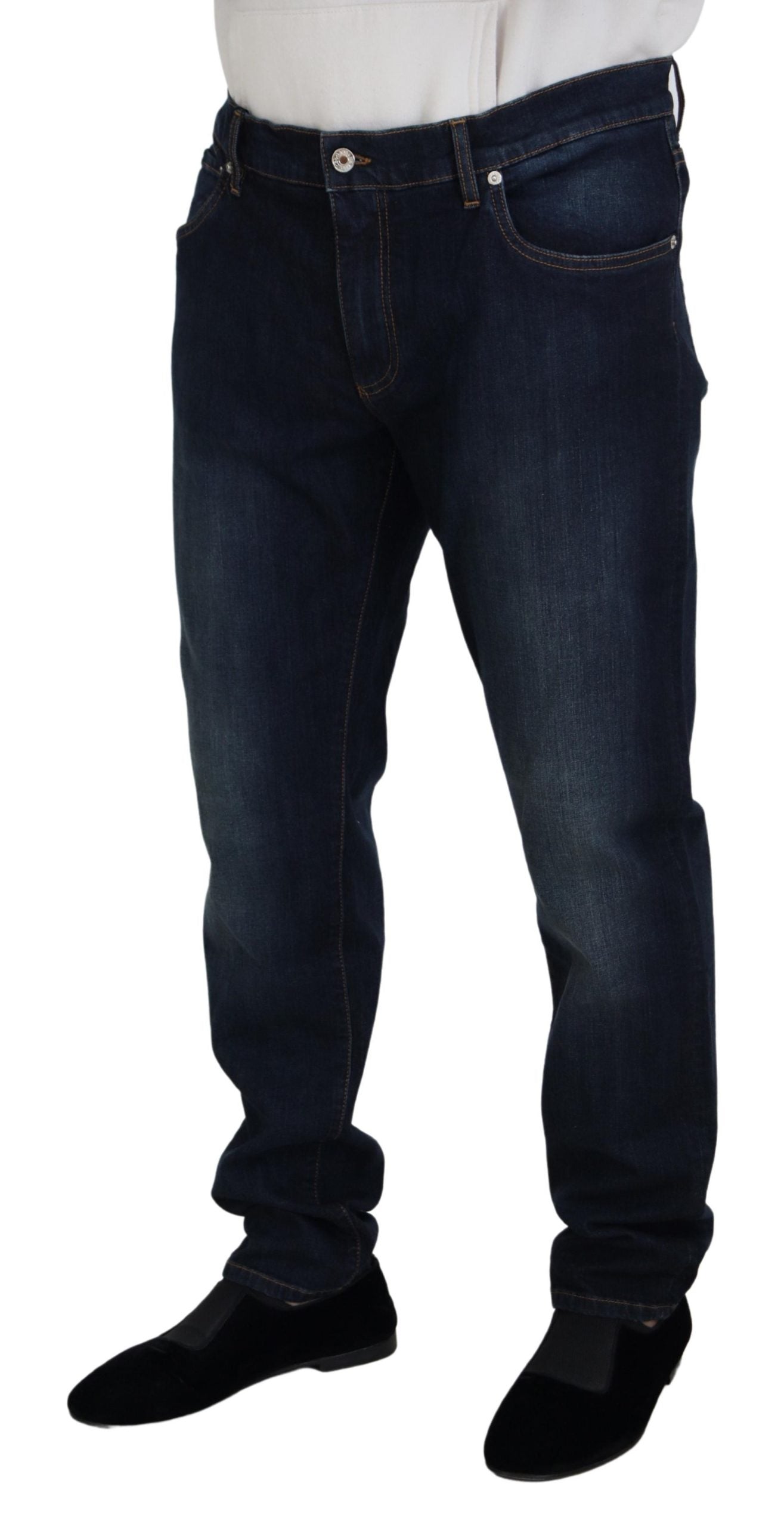 Dolce & Gabbana Blue Cotton Straight Fit Casual Denim Jeans | Regal Royce
