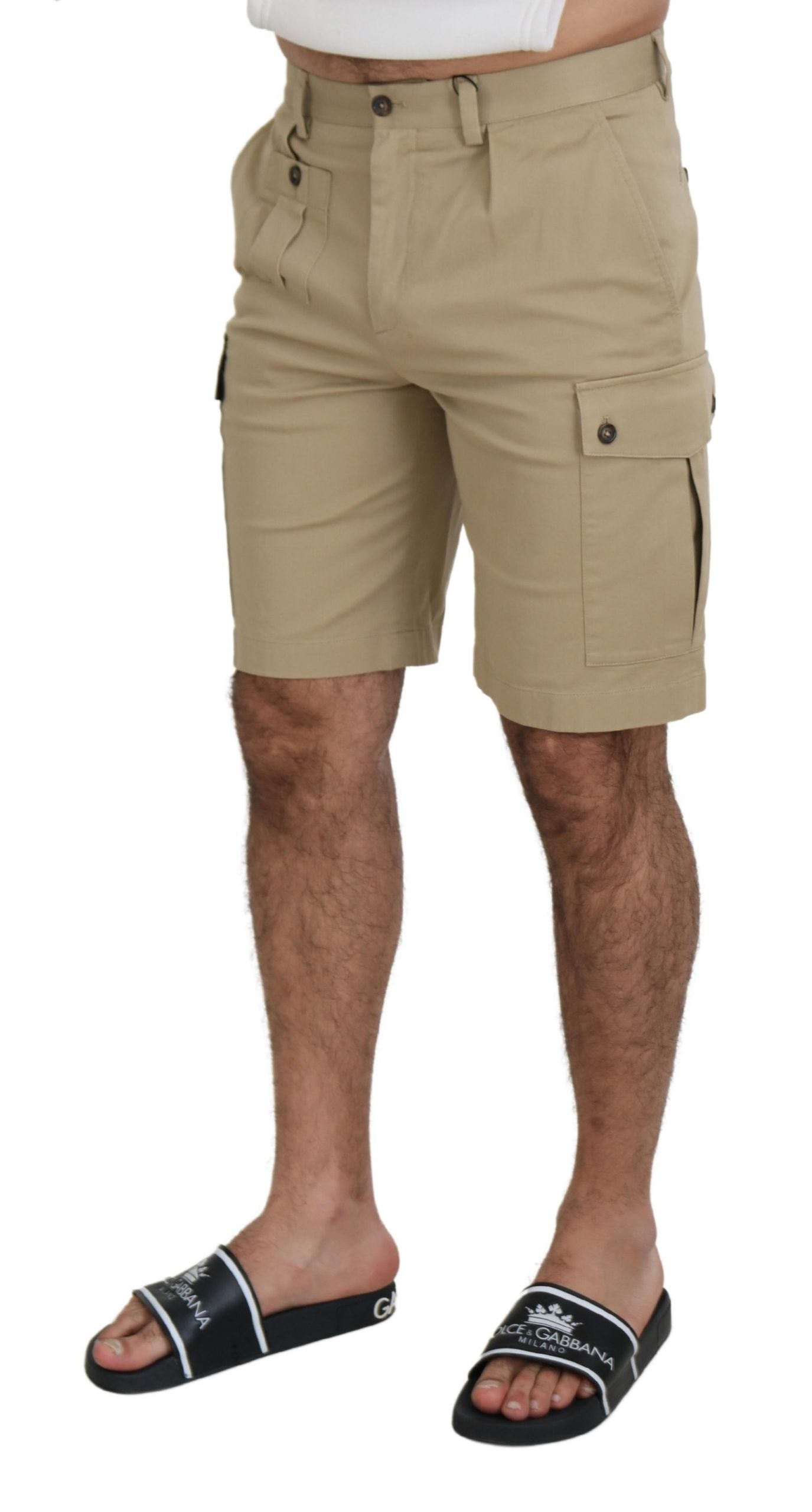 Dolce & Gabbana Beige Cotton Cargo Bermuda Shorts | Regal Royce
