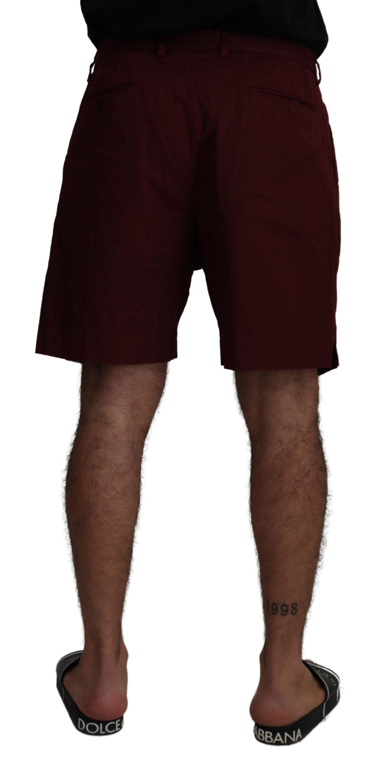 Dolce & Gabbana Maroon Cotton Bermuda Casual Shorts | Regal Royce