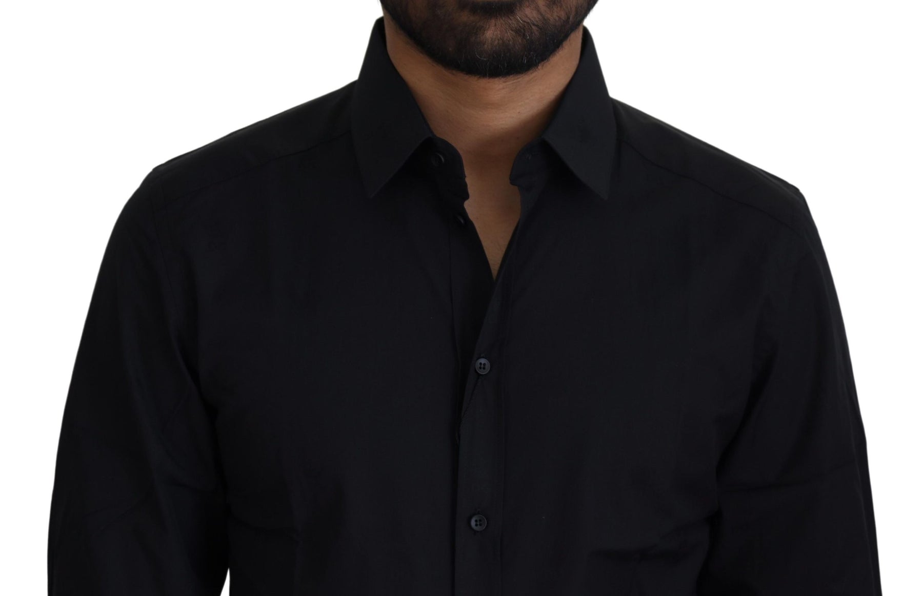 Dolce & Gabbana Black Cotton Slim Fit Formal Dress GOLD Shirt | Regal Royce