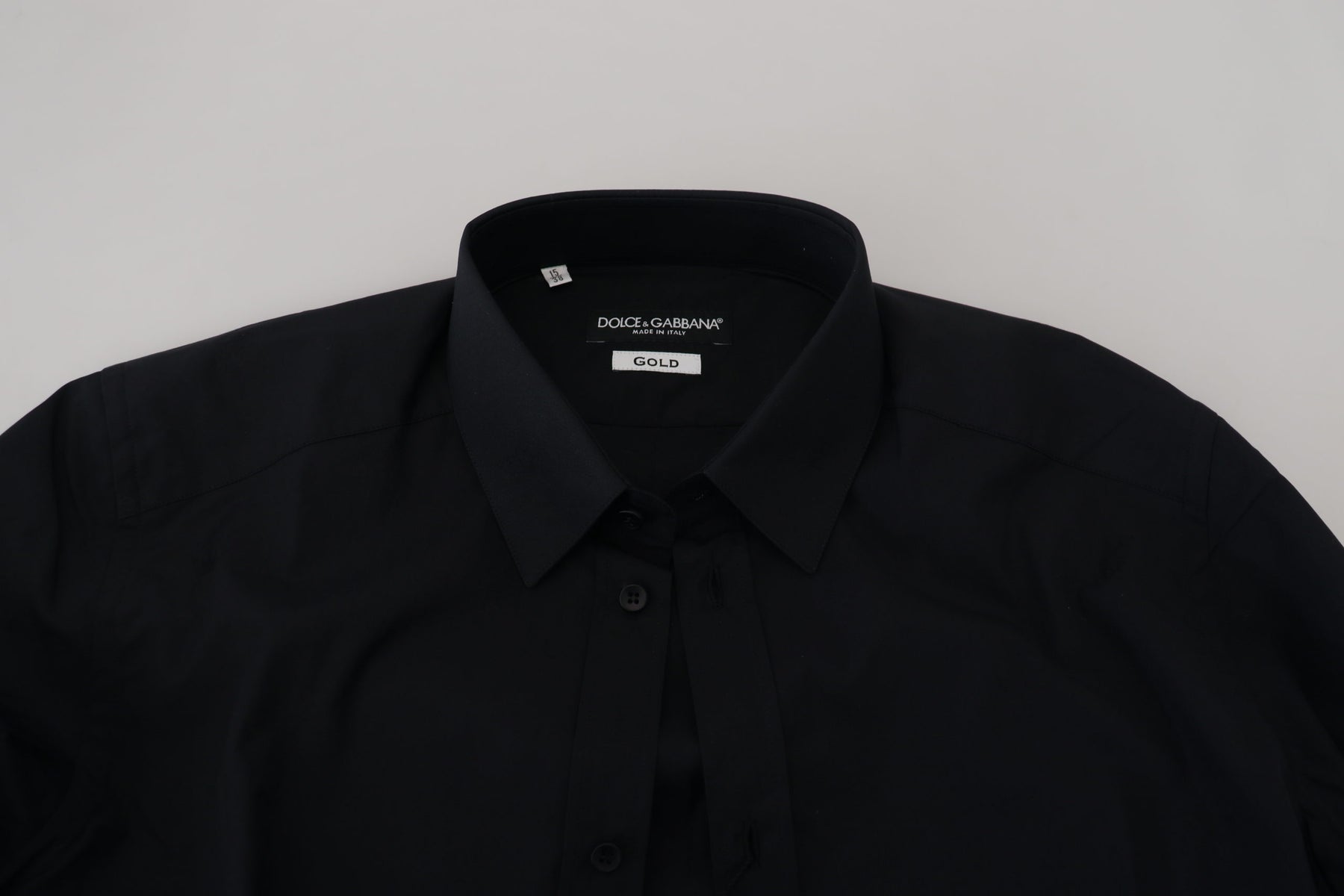 Dolce & Gabbana Black Cotton Slim Fit Formal Dress GOLD Shirt | Regal Royce