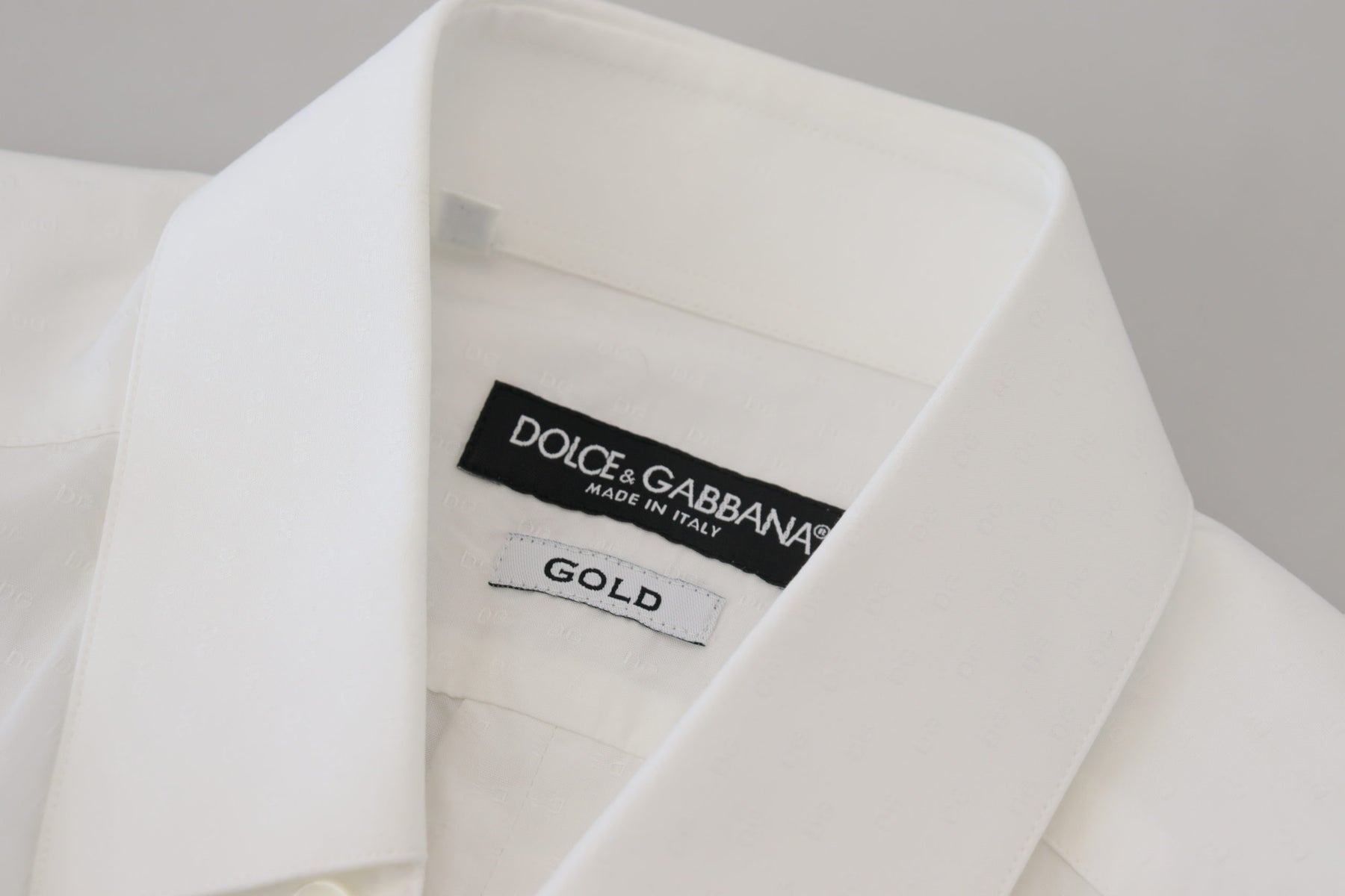 Dolce & Gabbana White Cotton Slim Fit Formal Dress GOLD Shirt | Regal Royce