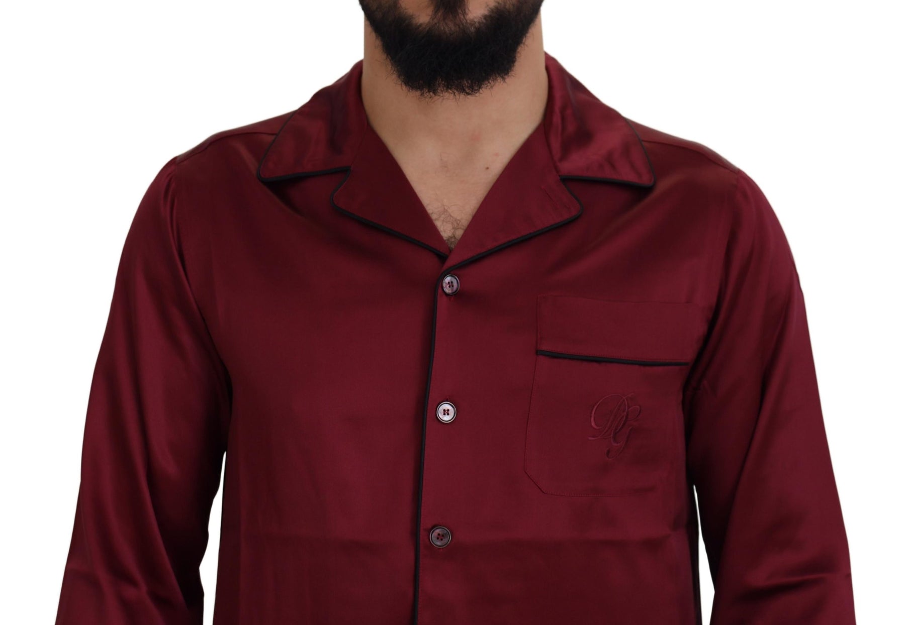 Dolce & Gabbana Red Silk Lounge Top Pajama Sleepwear Shirt | Regal Royce
