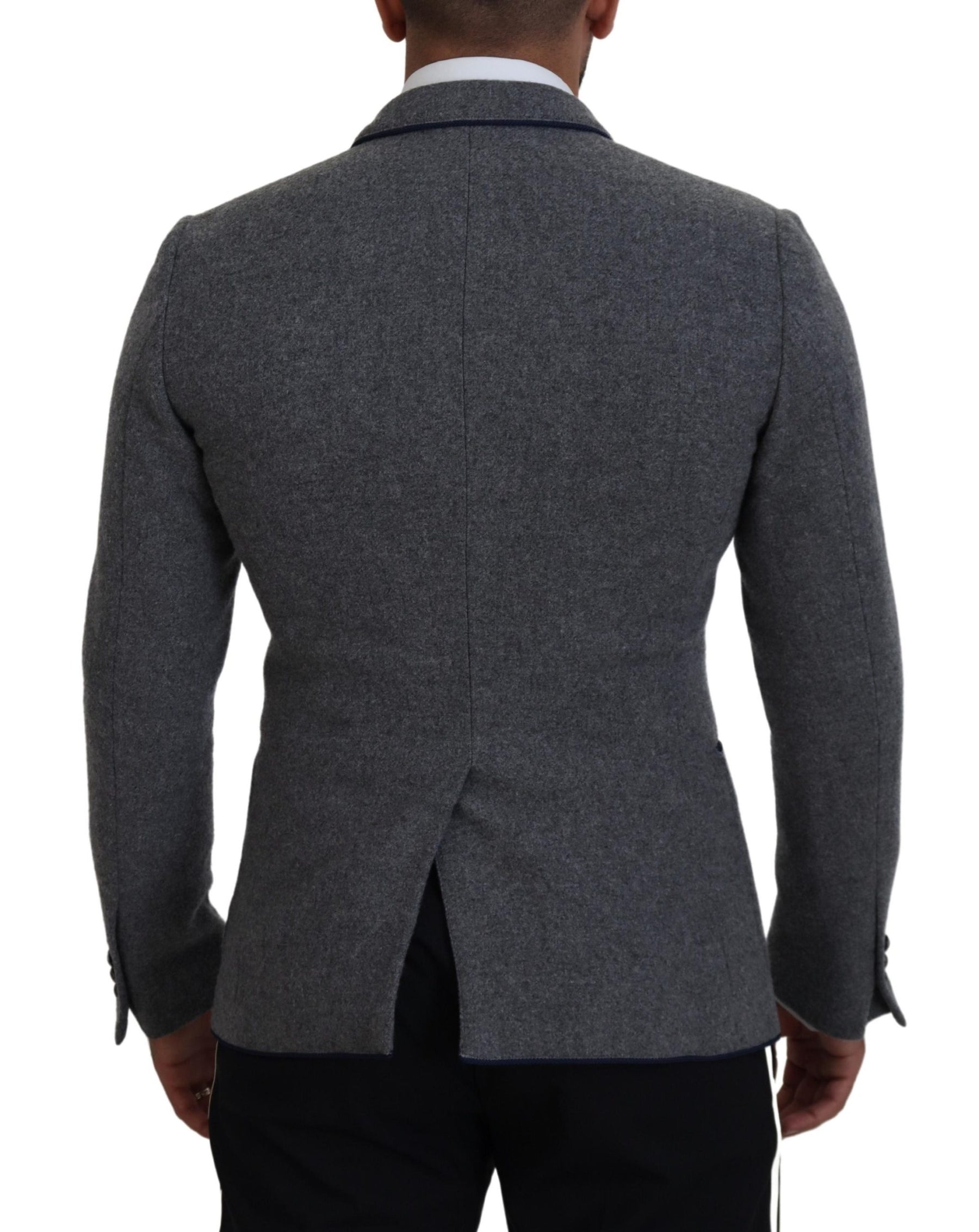 Dolce & Gabbana Gray Wool Roses Slim Fit Jacket Blazer | Regal Royce