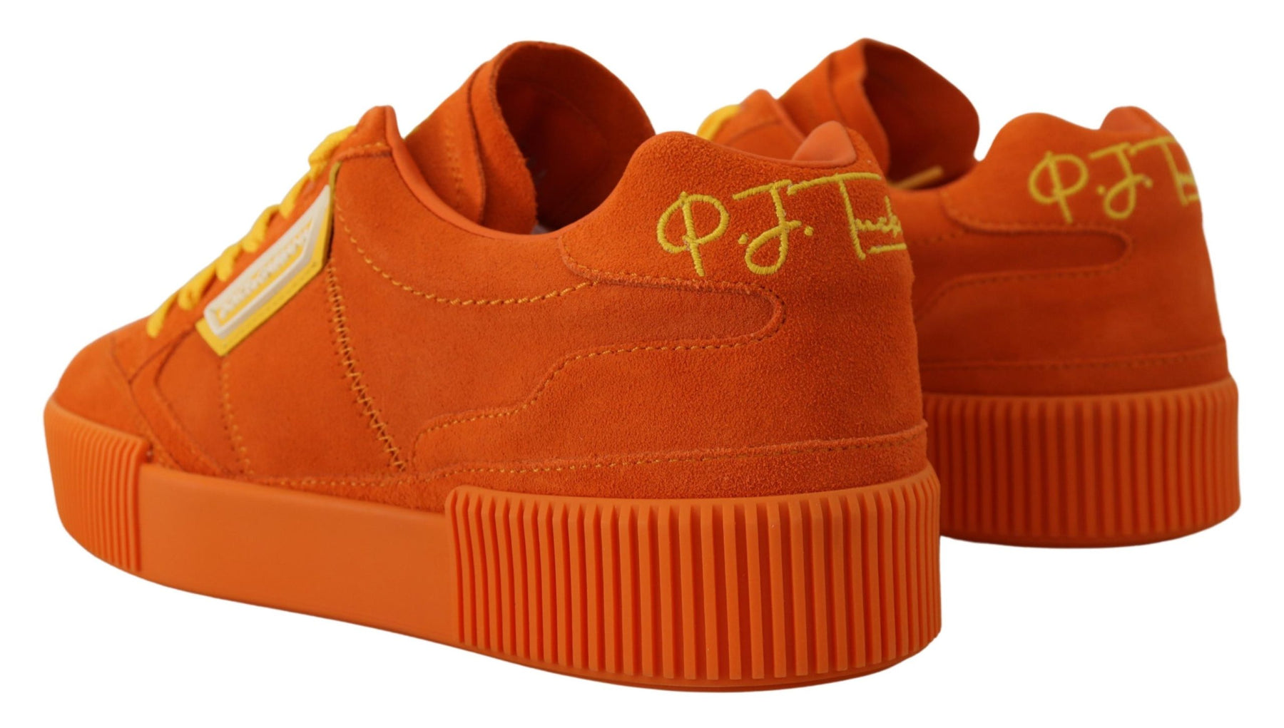 Dolce & Gabbana Orange Leather P.j. Tucker Sneakers Shoes | Regal Royce