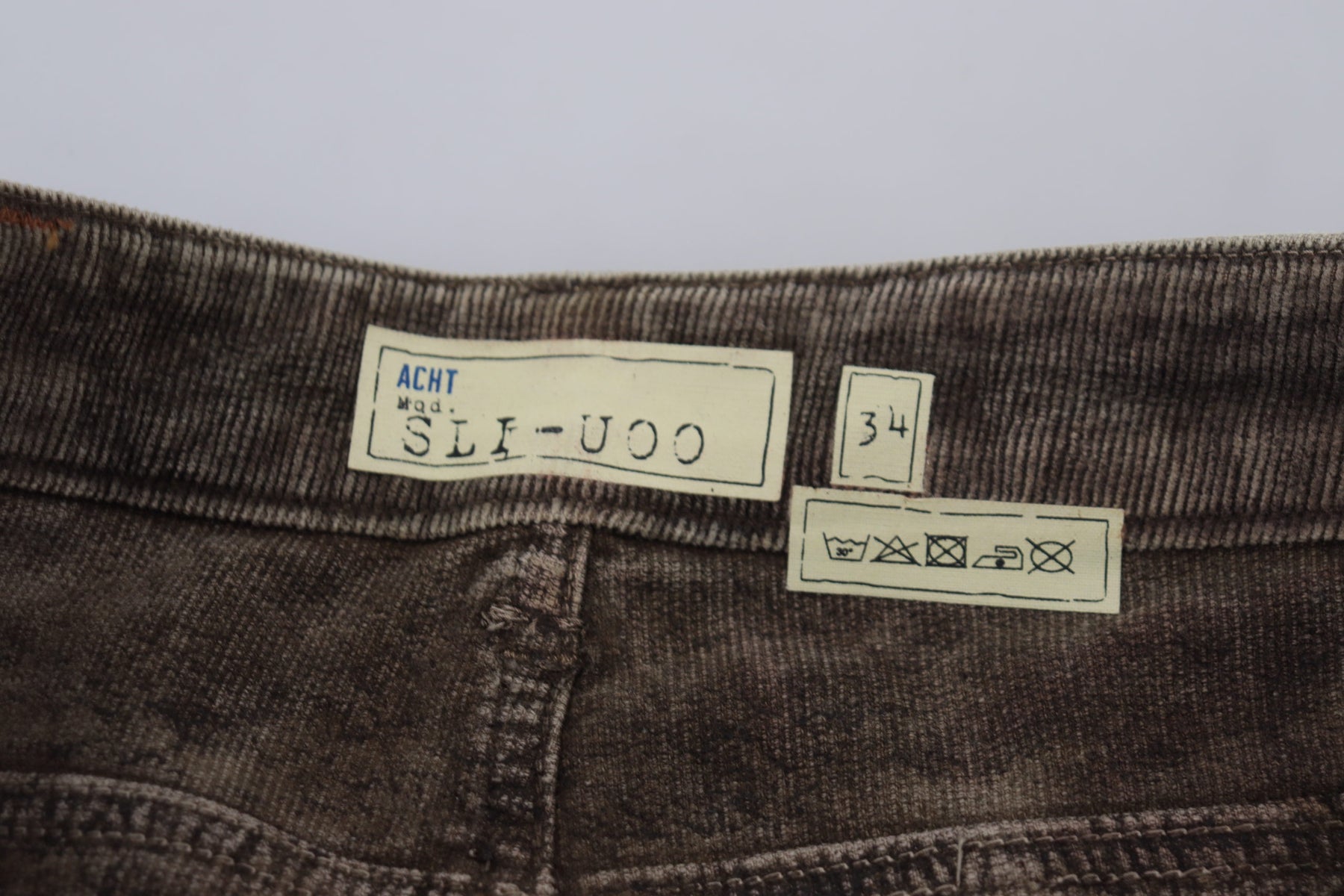 Acht Gray Washed Cotton Corduroy Slim Fit Men Jeans | Regal Royce