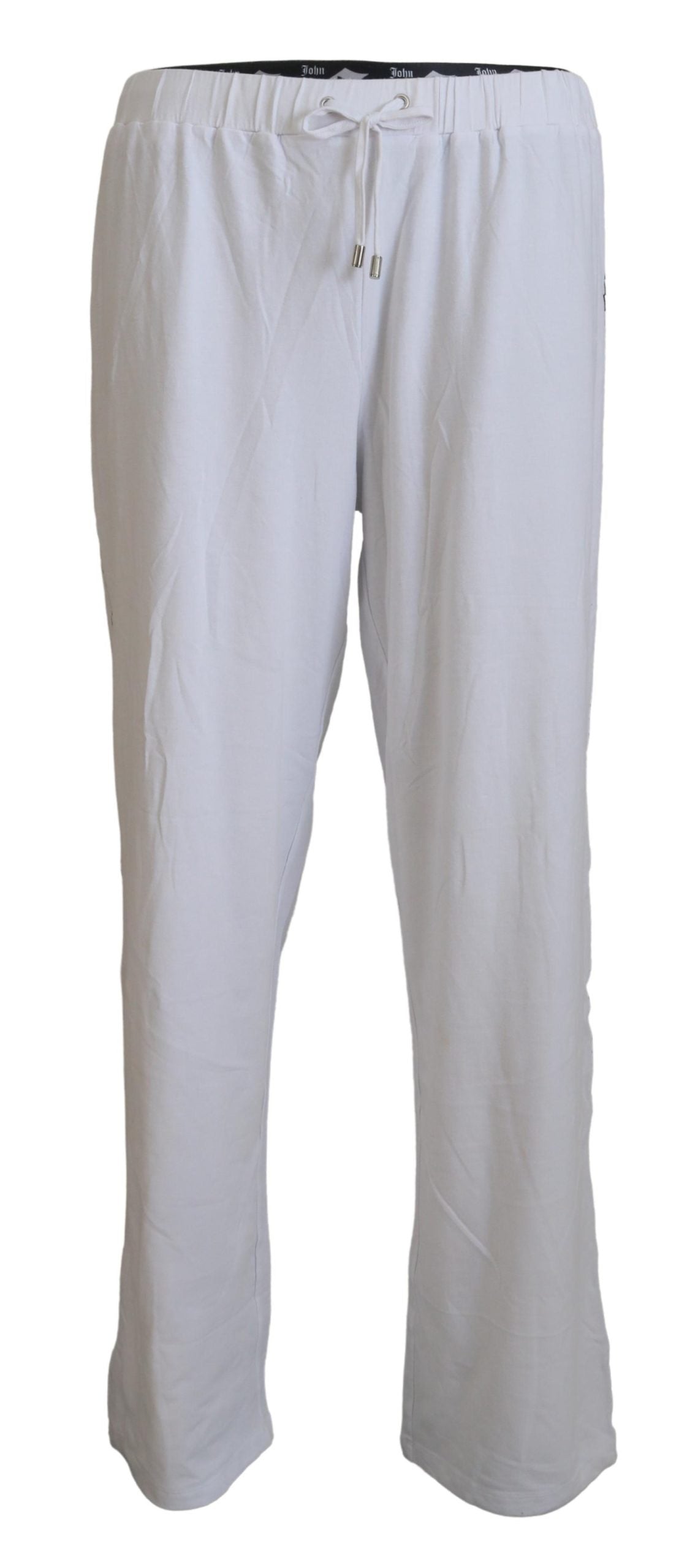 John Galliano White Cotton Logo Loose Men Pants | Regal Royce