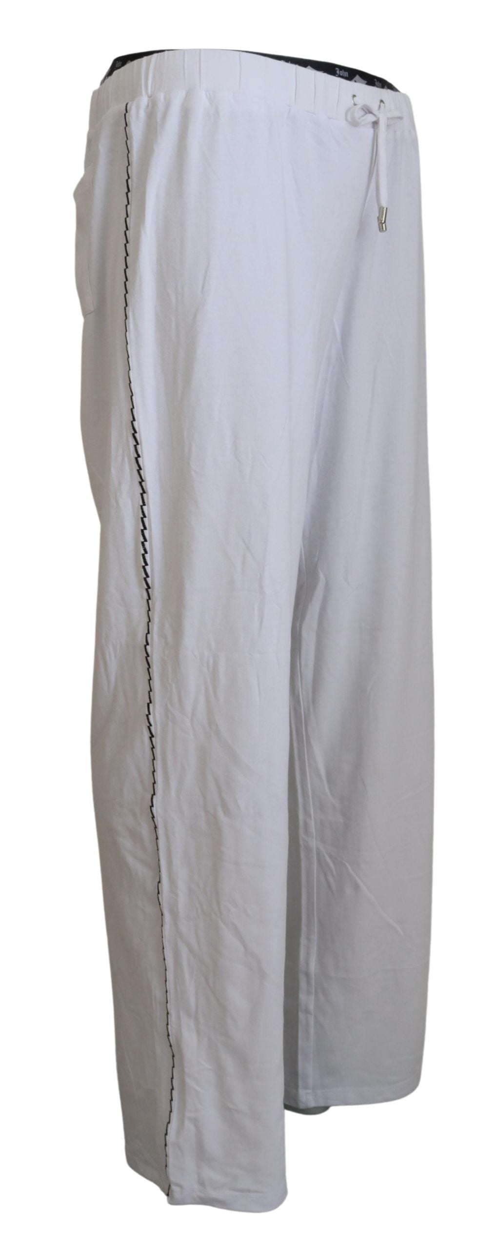 John Galliano White Cotton Logo Loose Men Pants | Regal Royce