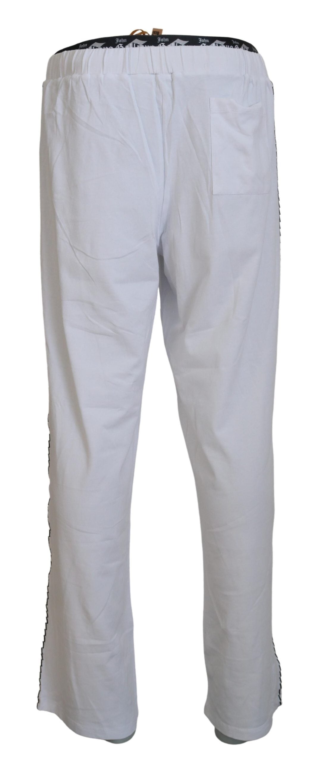 John Galliano White Cotton Logo Loose Men Pants | Regal Royce