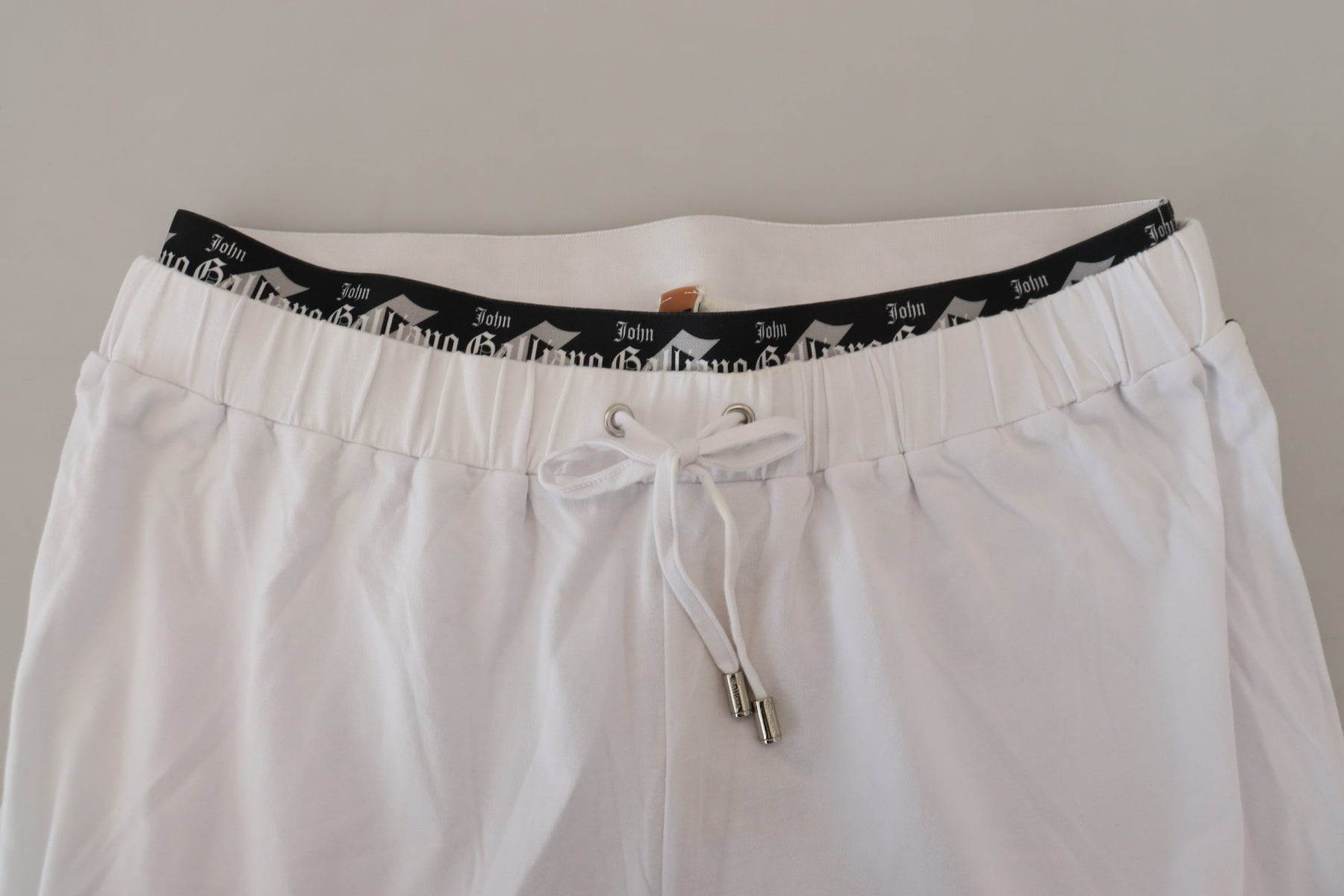 John Galliano White Cotton Logo Loose Men Pants | Regal Royce