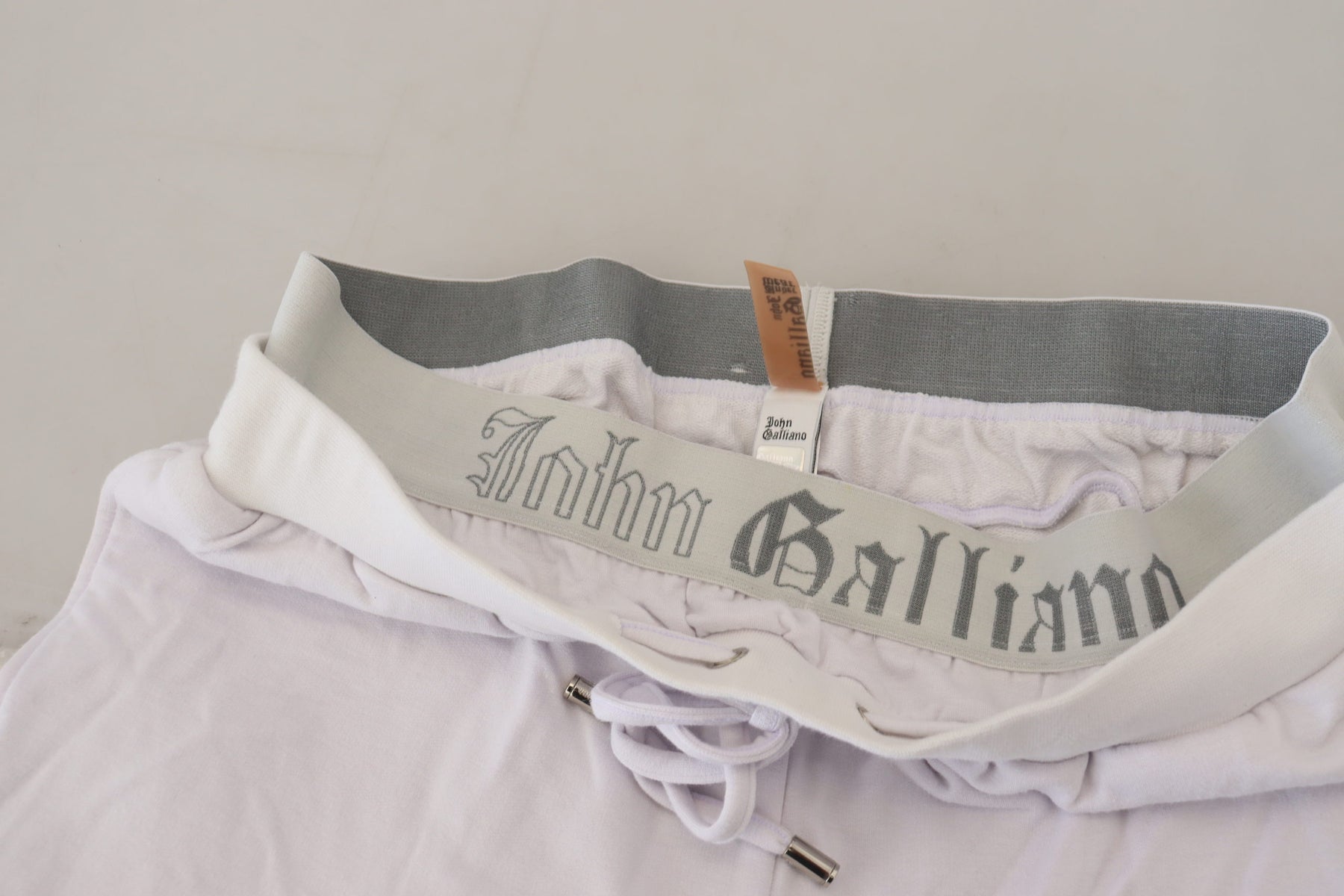 John Galliano White Cotton Logo Mens Jogger Pants | Regal Royce