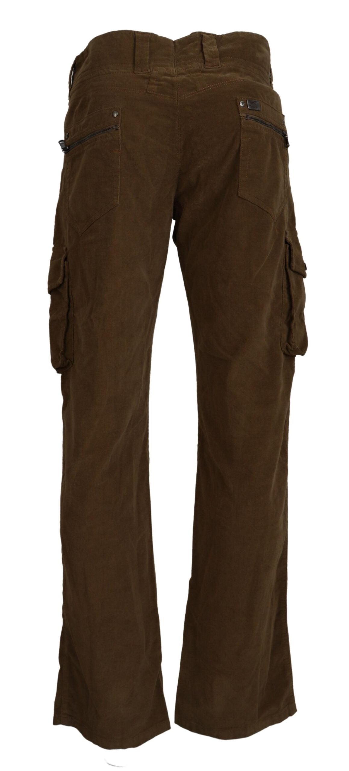 Ermanno Scervino Brown Cotton Corduroy Cargo Pants | Regal Royce