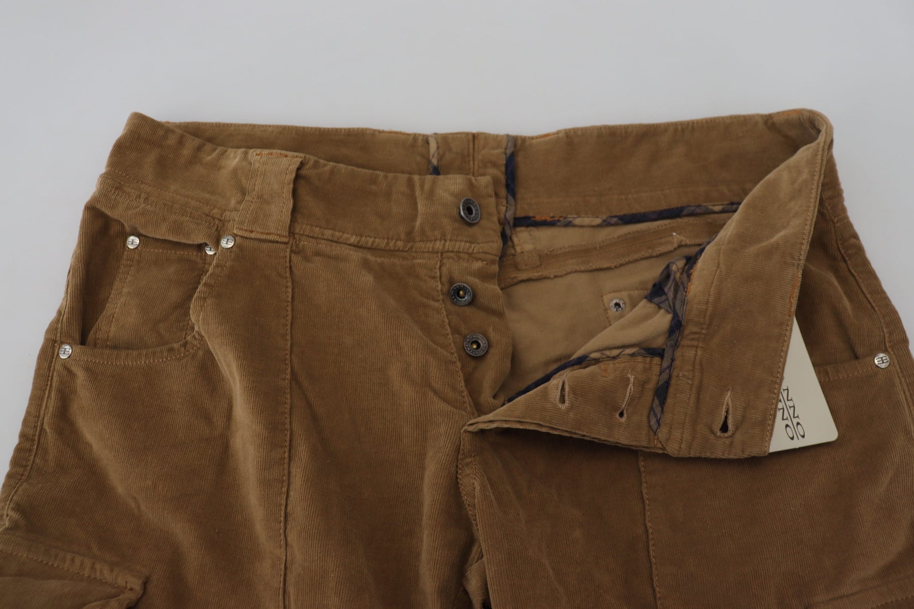 Ermanno Scervino Brown Cotton Corduroy Cargo Pants | Regal Royce