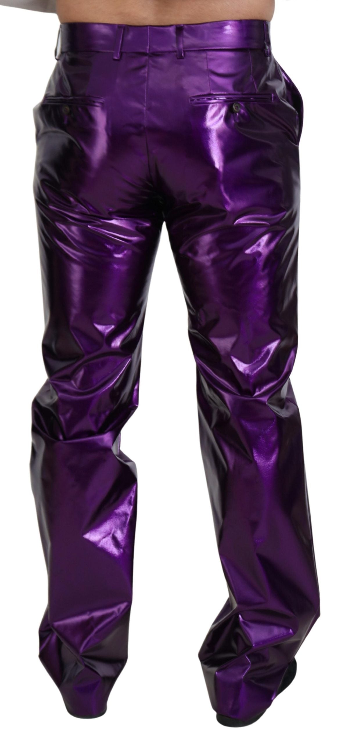 Dolce & Gabbana Purple Shining Men Casual Pants | Regal Royce