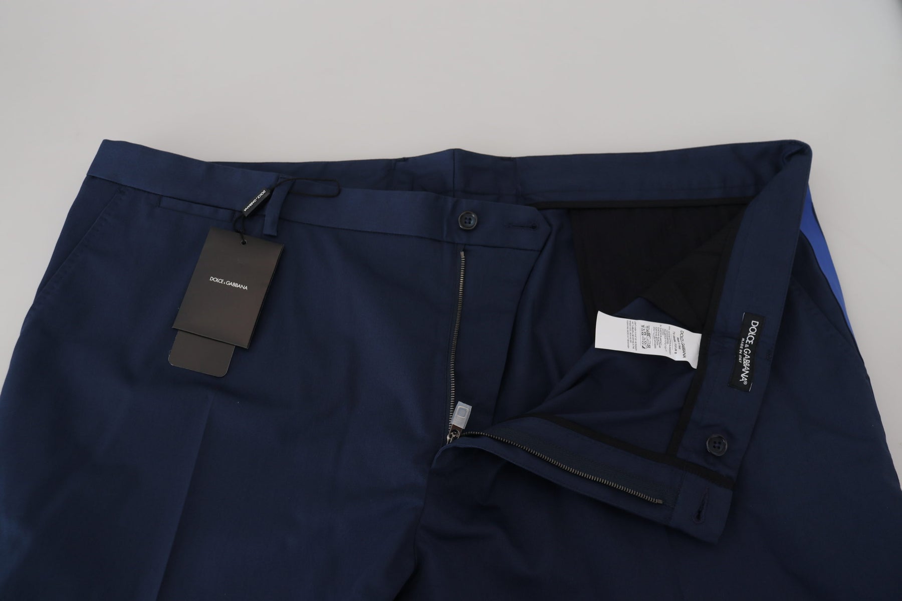 Dolce & Gabbana Blue Cotton Men Cropped Pants | Regal Royce