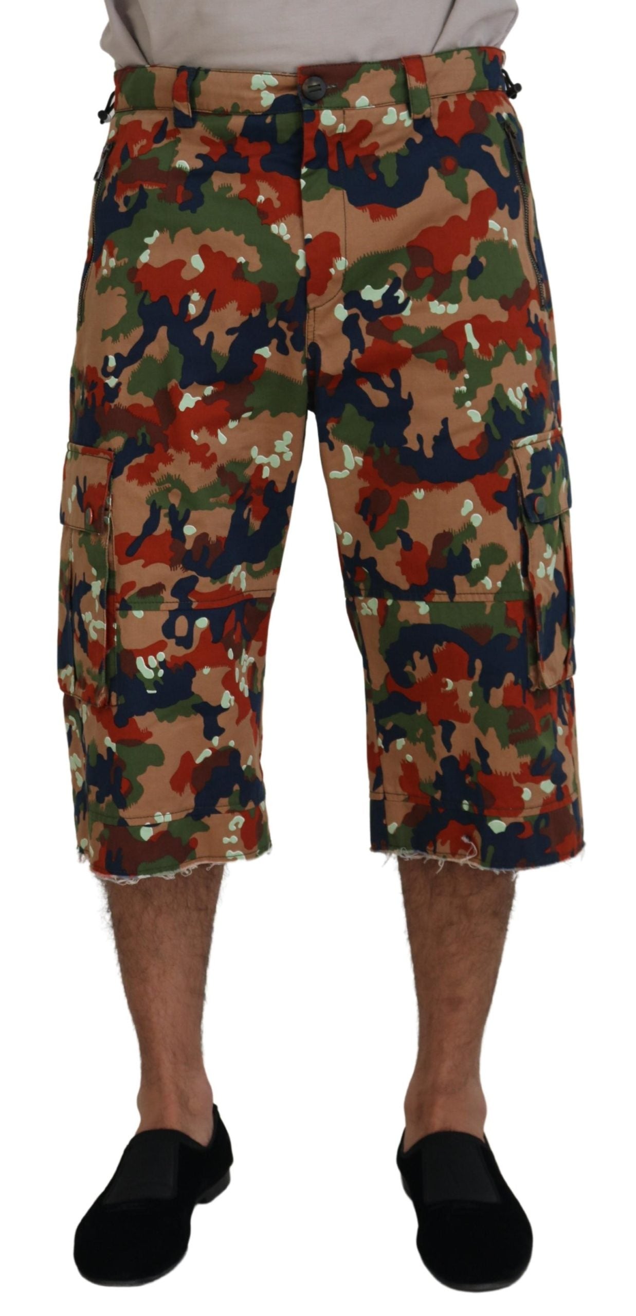 Dolce & Gabbana Multicolor Cotton Camouflaged Cargo Shorts | Regal Royce