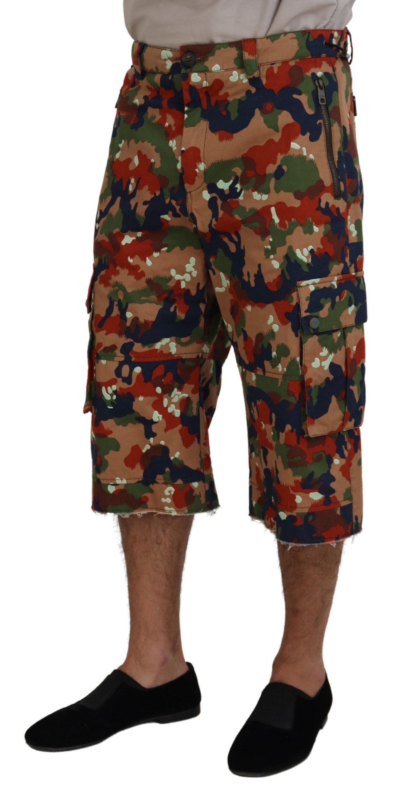 Dolce & Gabbana Multicolor Cotton Camouflaged Cargo Shorts | Regal Royce