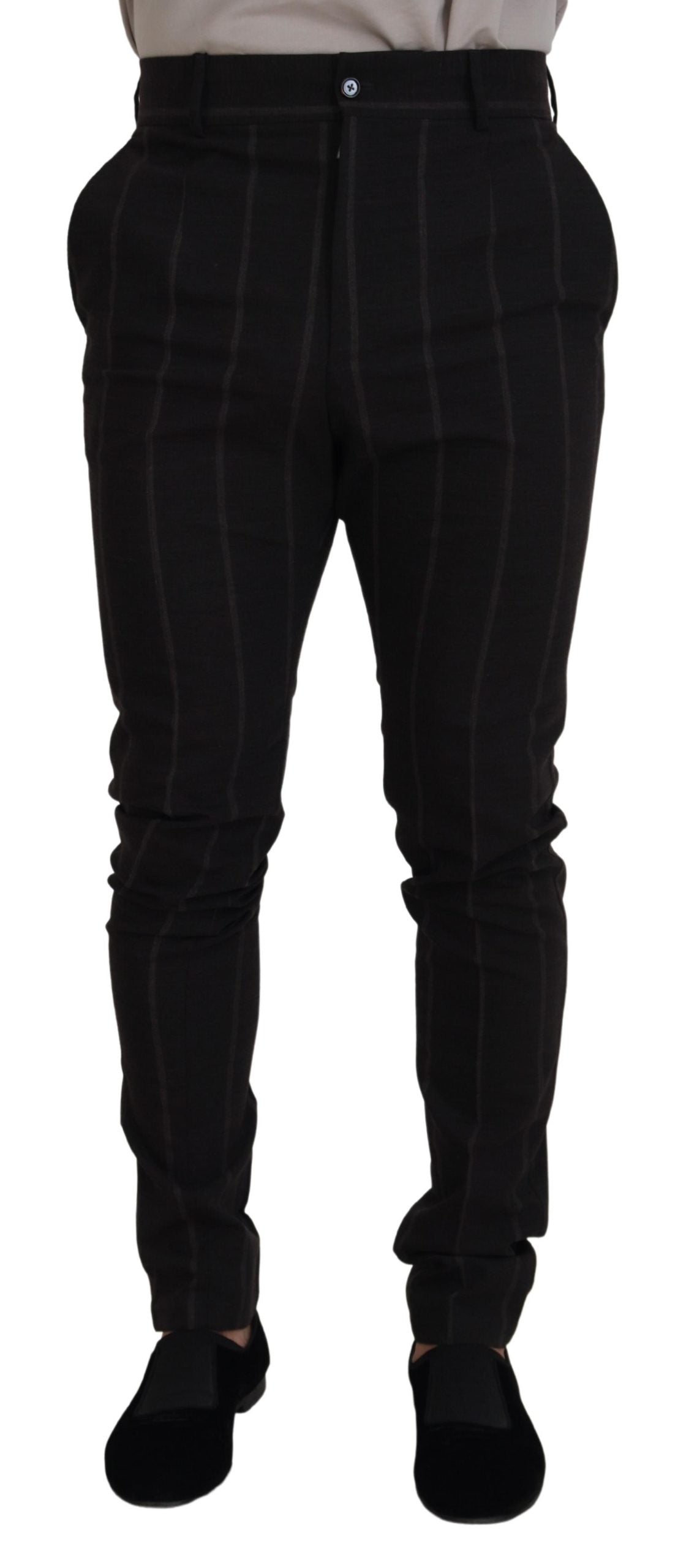 Dolce & Gabbana Black Wool Chino Formal Men Pants | Regal Royce